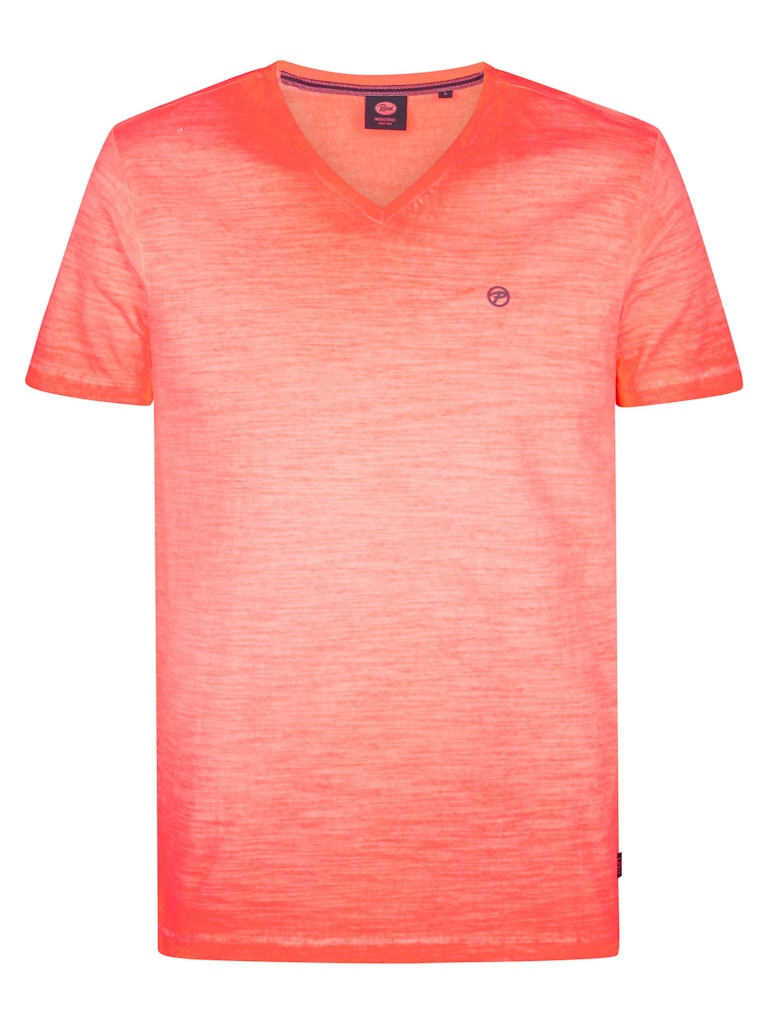 Petrol Industries men t-shirt ss v-neck m-1050-tsv662 3099 fiery coral