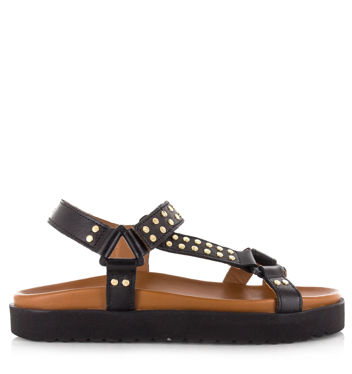 DWRS Label Dwrs kodiak leren sandalen met studs platte sandalen dames