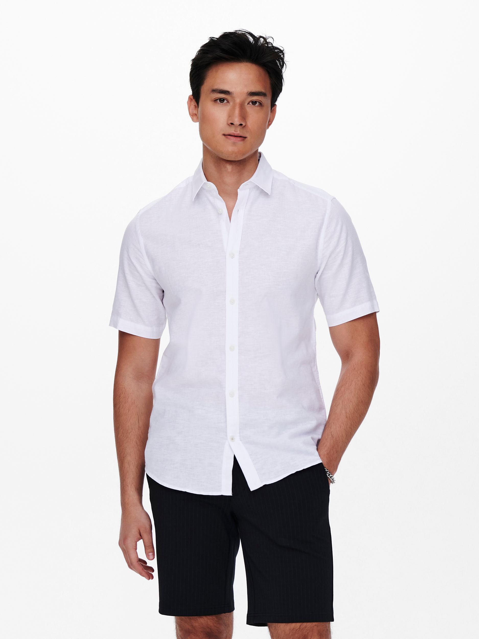 ONLY & SONS Kurzarmhemd ONSCAIDEN SS SOLID LINEN SHIRT NOOS