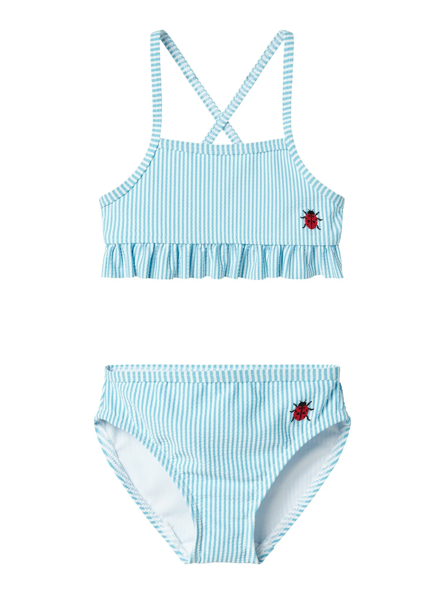 Name It Meisjes bikini set nmfzammer gestreept lieveheersbeestjes print lichtblauw