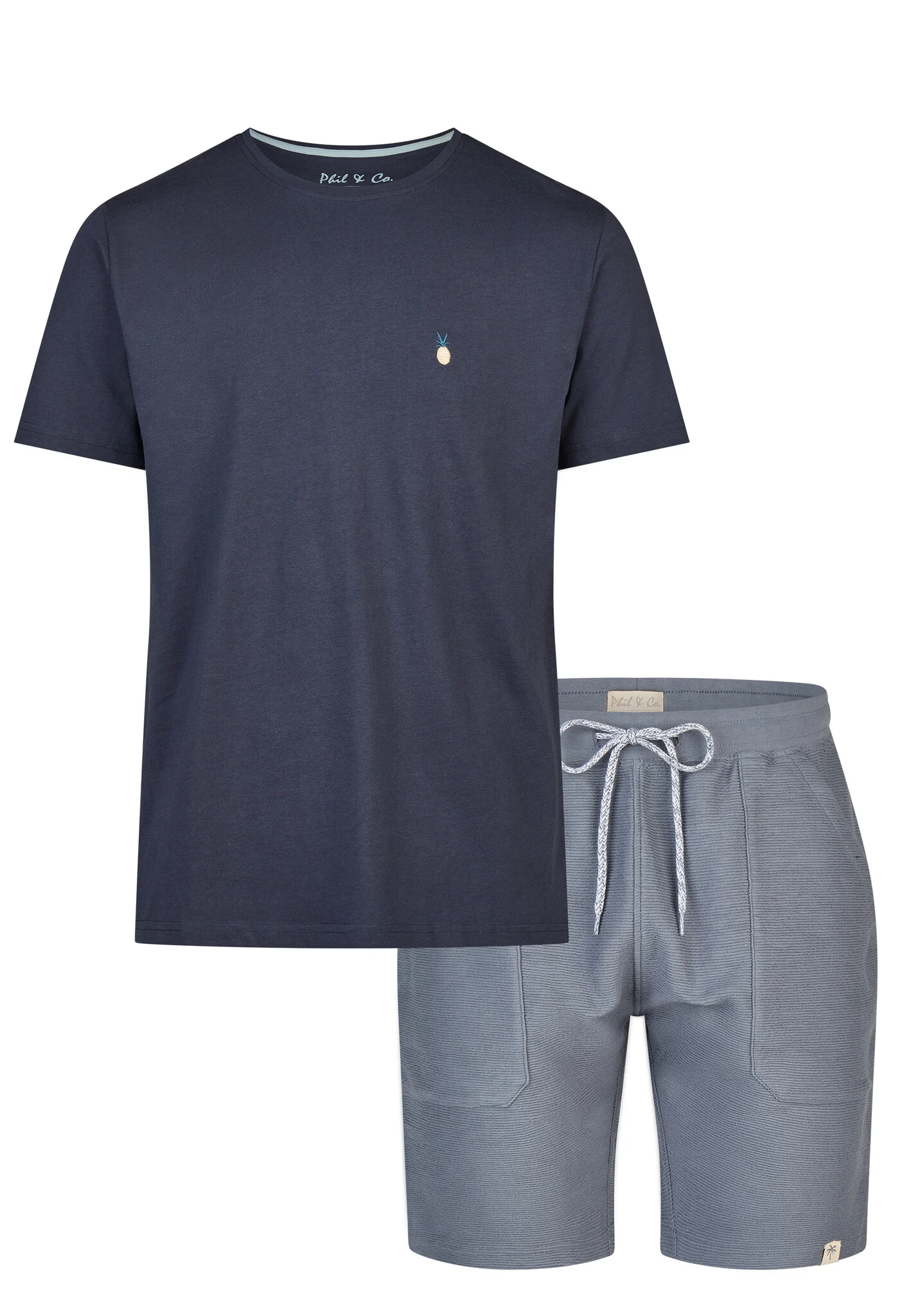 Phil & Co Heren korte pyjama lounge set shortama donker