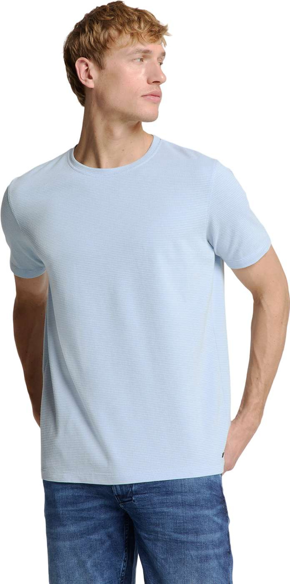 No Excess T-shirt crewneck solid relief knit sky