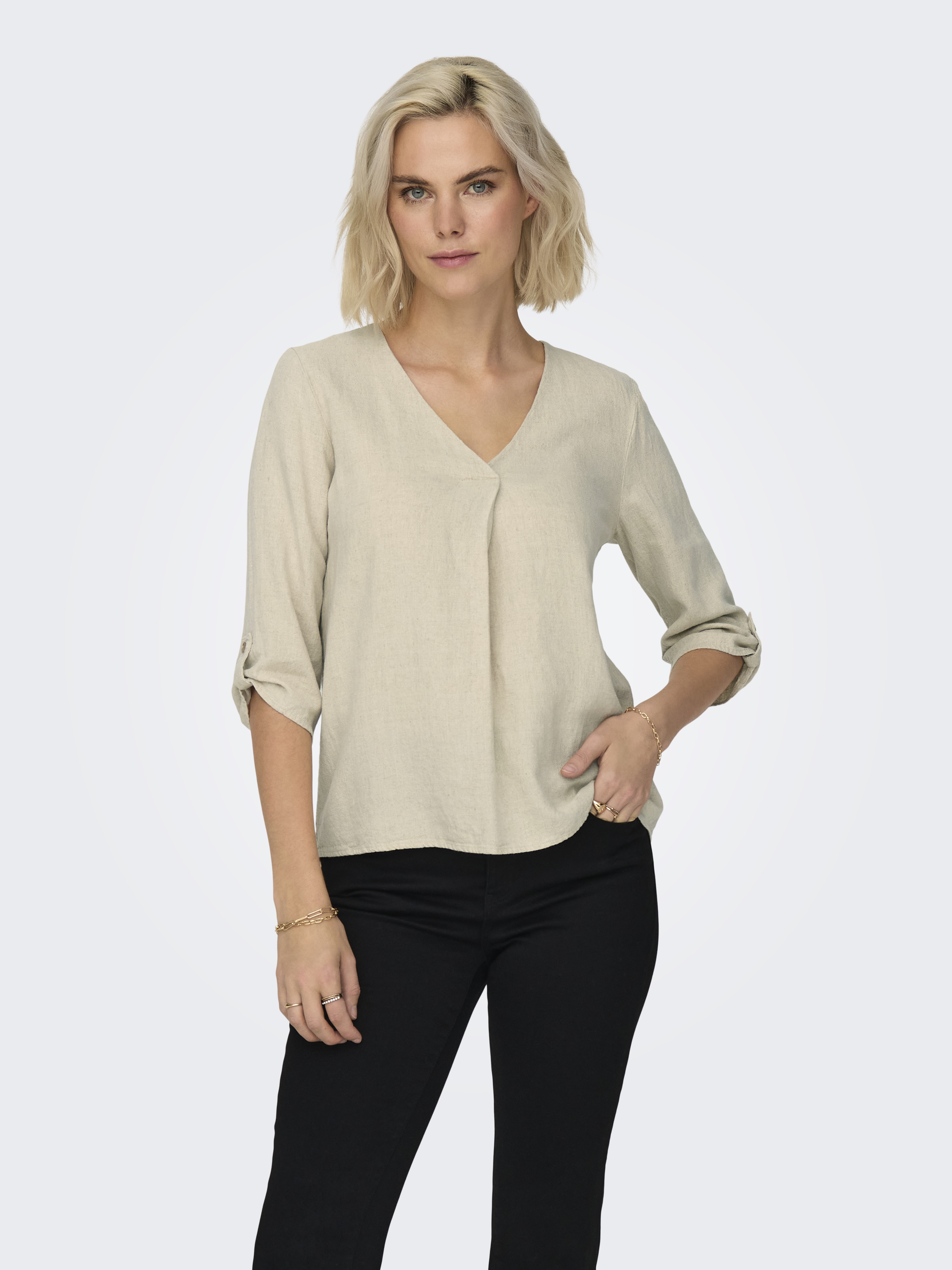 Jacqueline de Yong Jdysay 3/4 v-neck top wvn dia