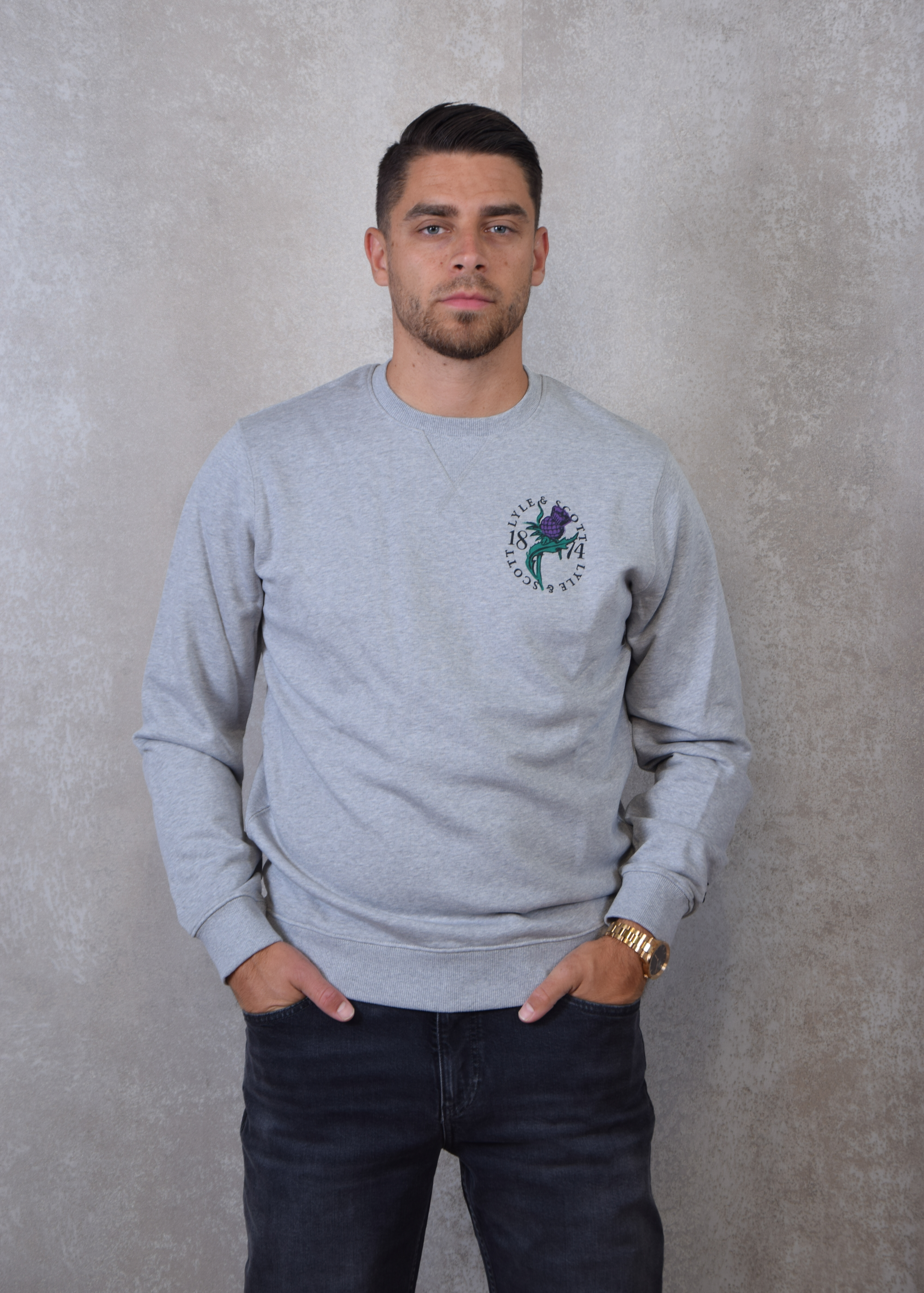 Lyle and Scott Thistle flora printed crew neck sweatshirt