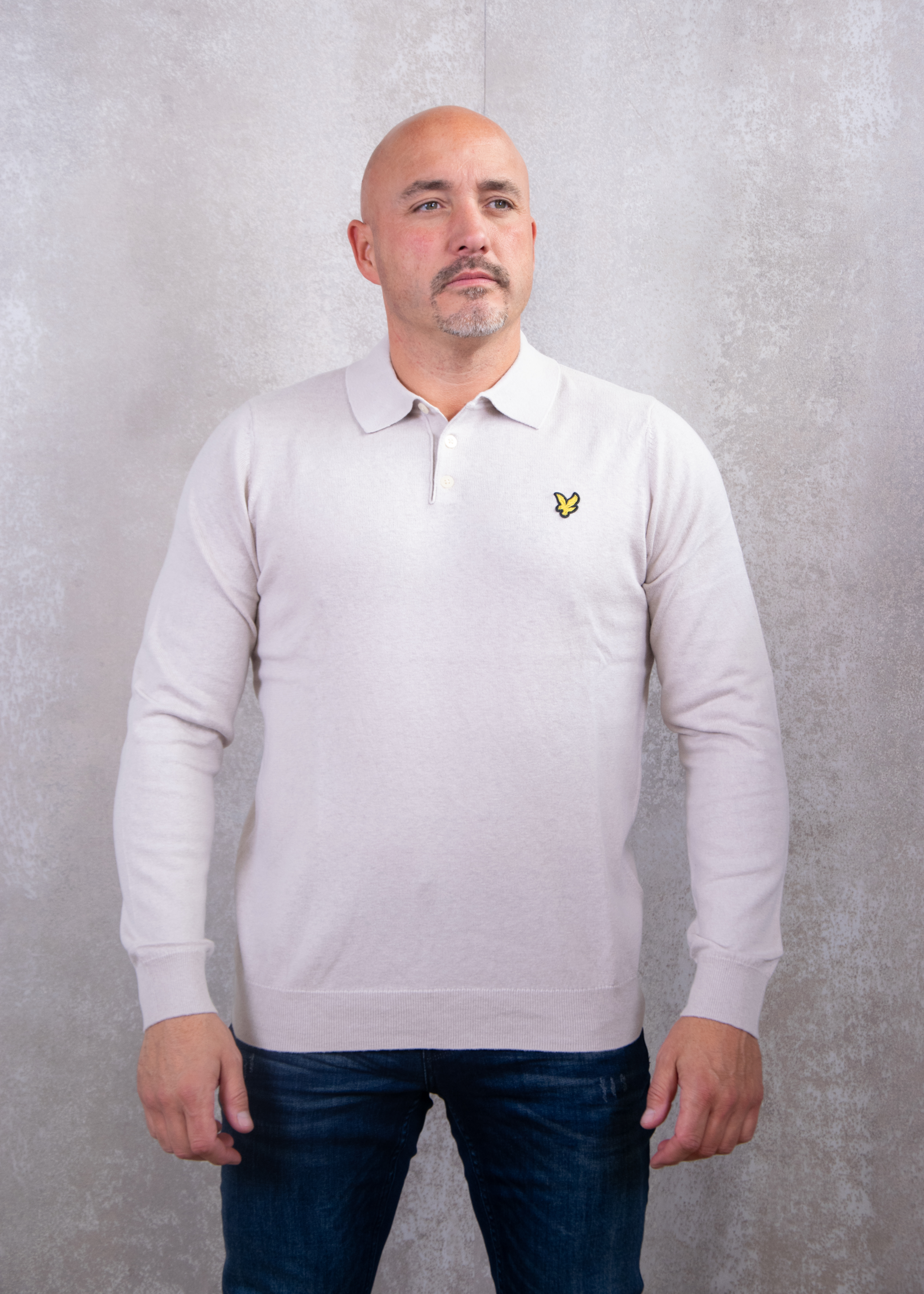 Lyle and Scott Cotton merino long sleeve knitted polo