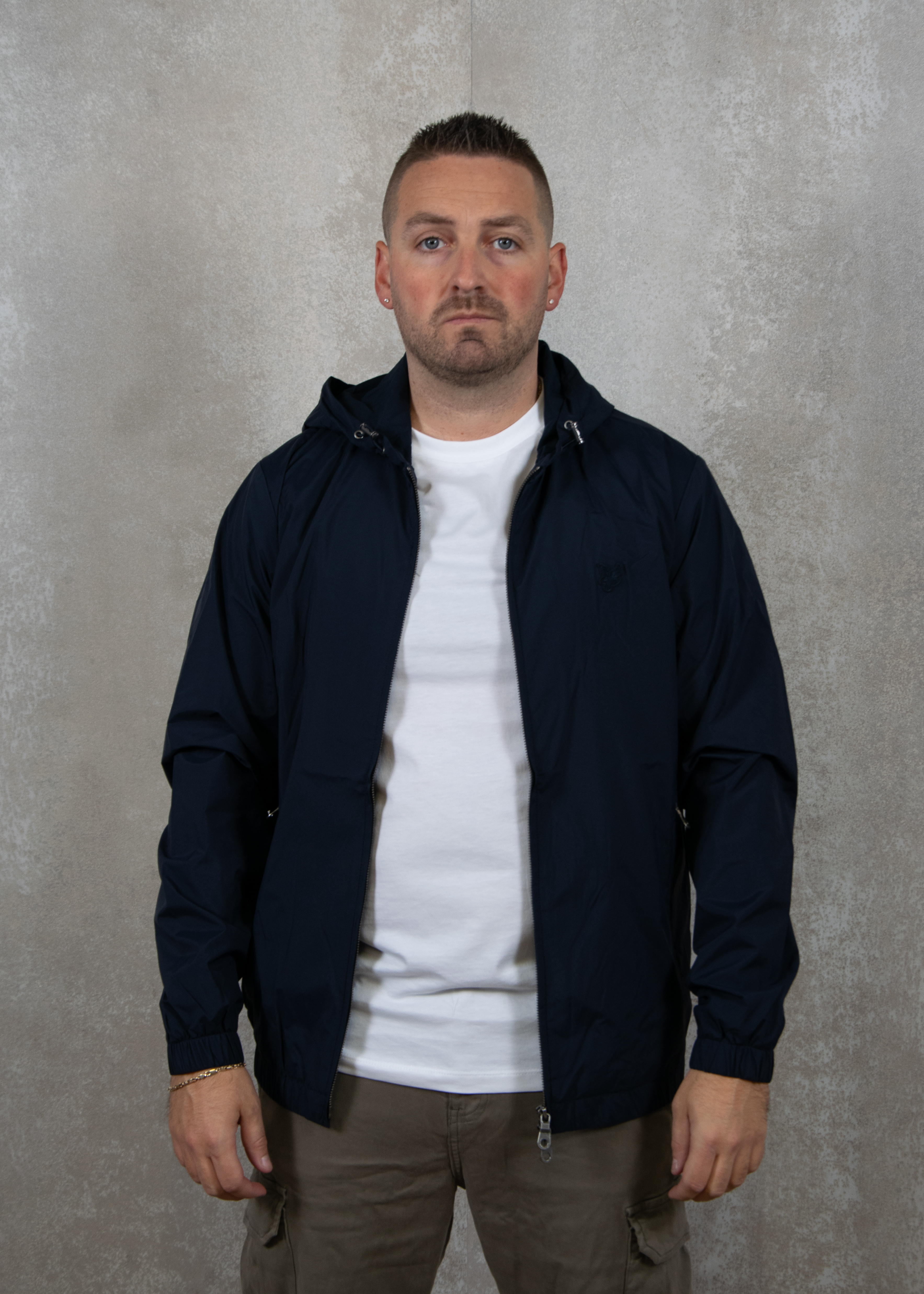 Lyle and Scott Tonal eagle hooded bomber jacket
