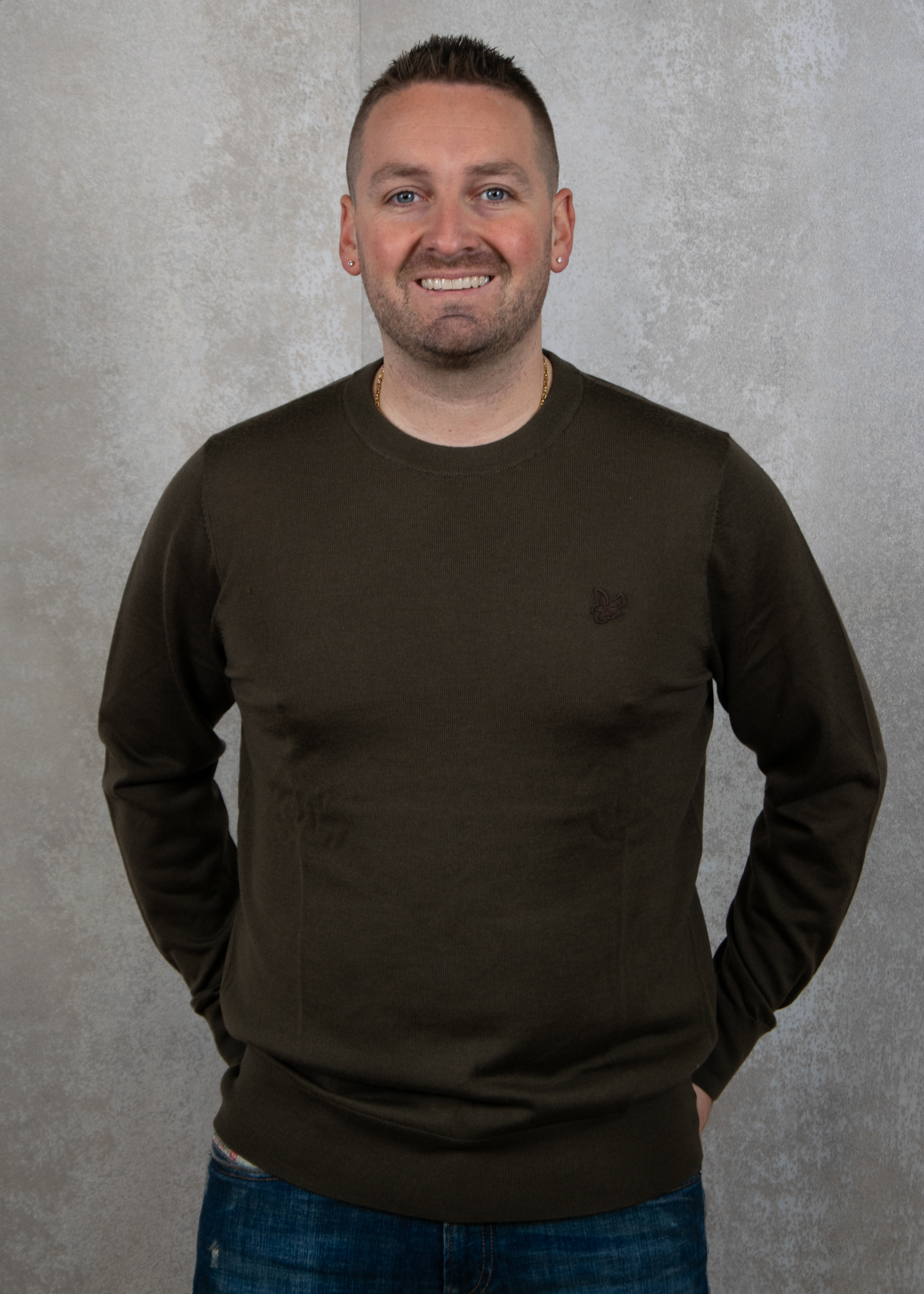 Lyle and Scott Tonal eagle merino crew neck jumper