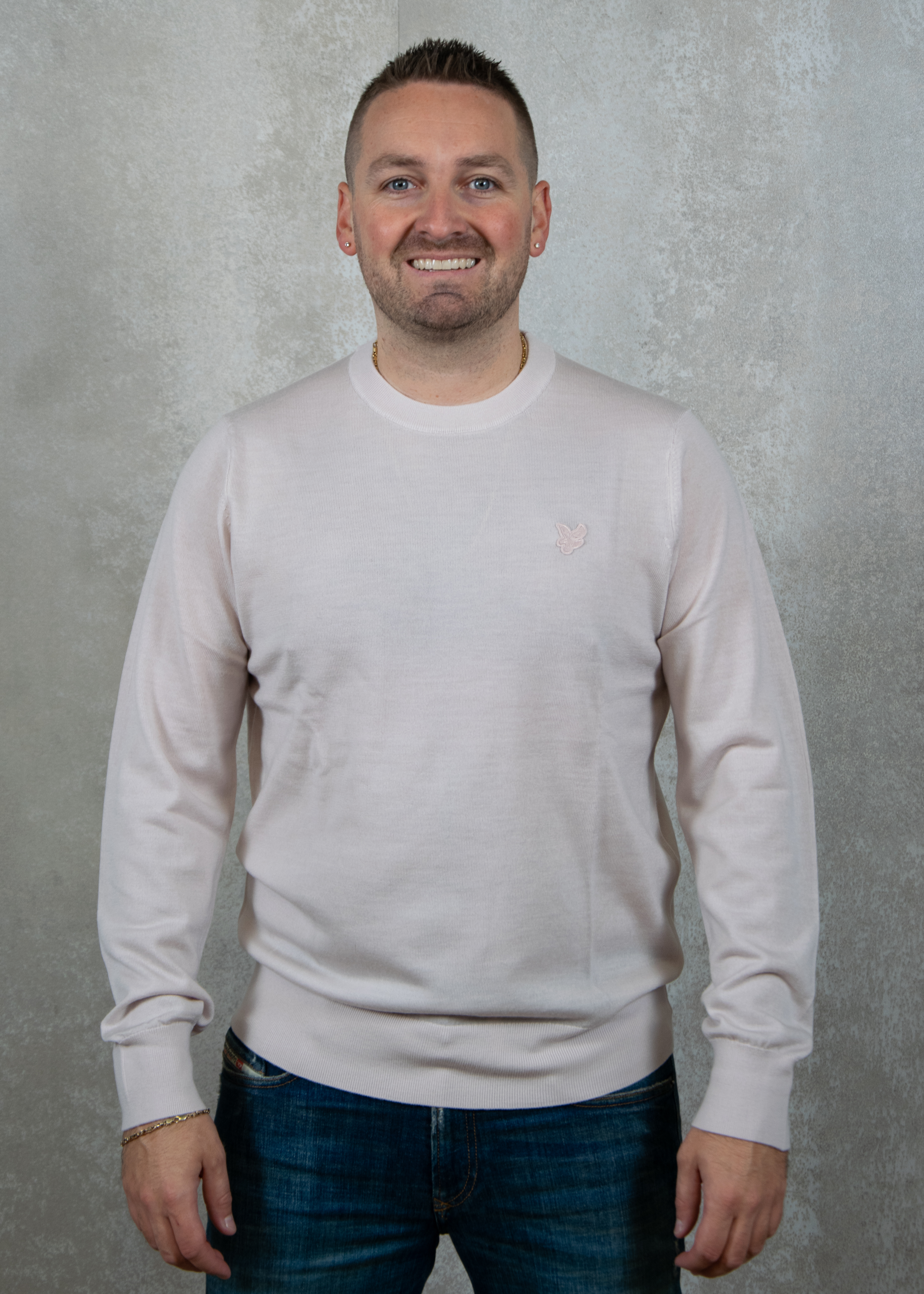 Lyle and Scott Tonal eagle merino crew neck jumper
