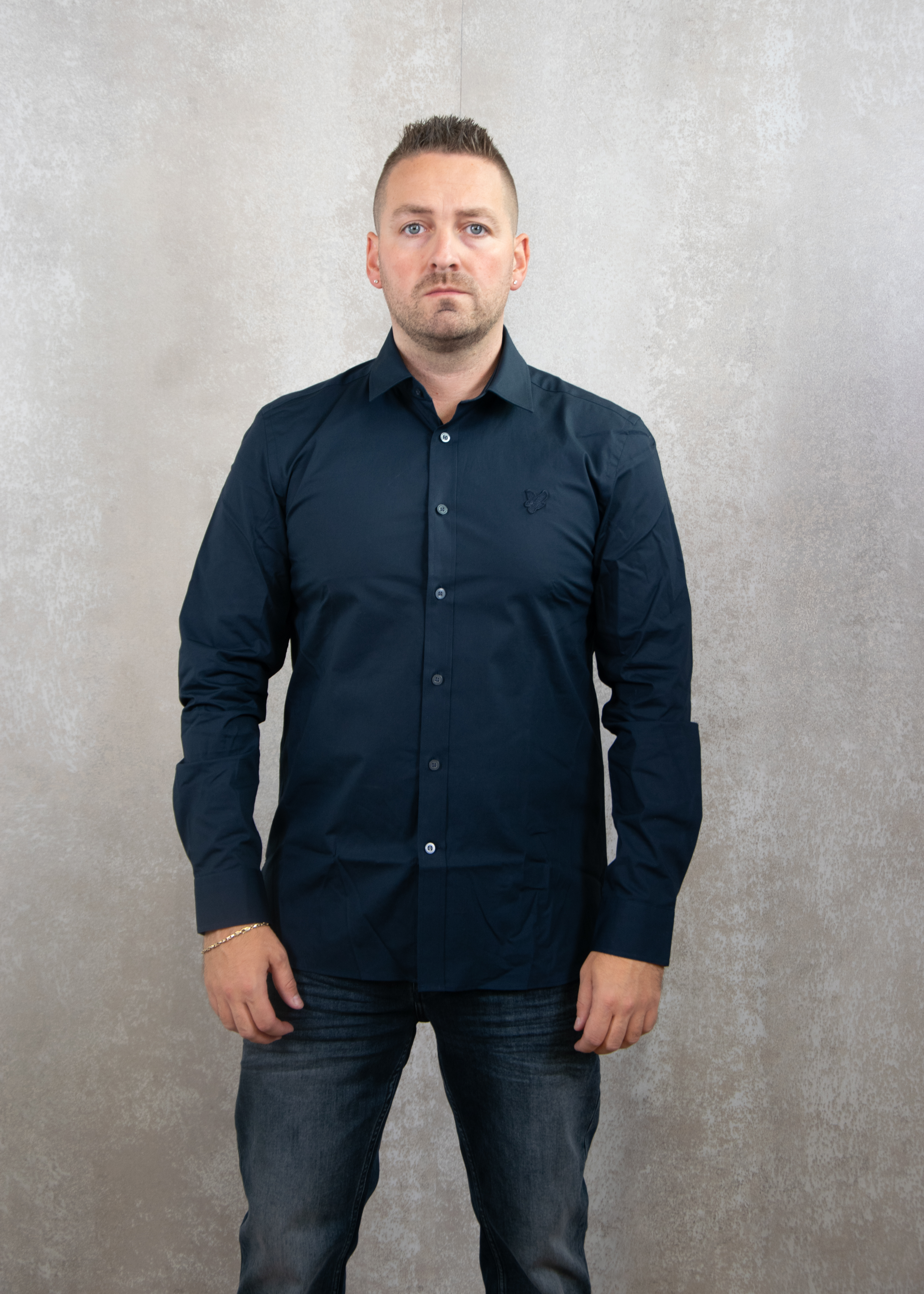 Lyle and Scott Tonal eagle easy care poplin shirt