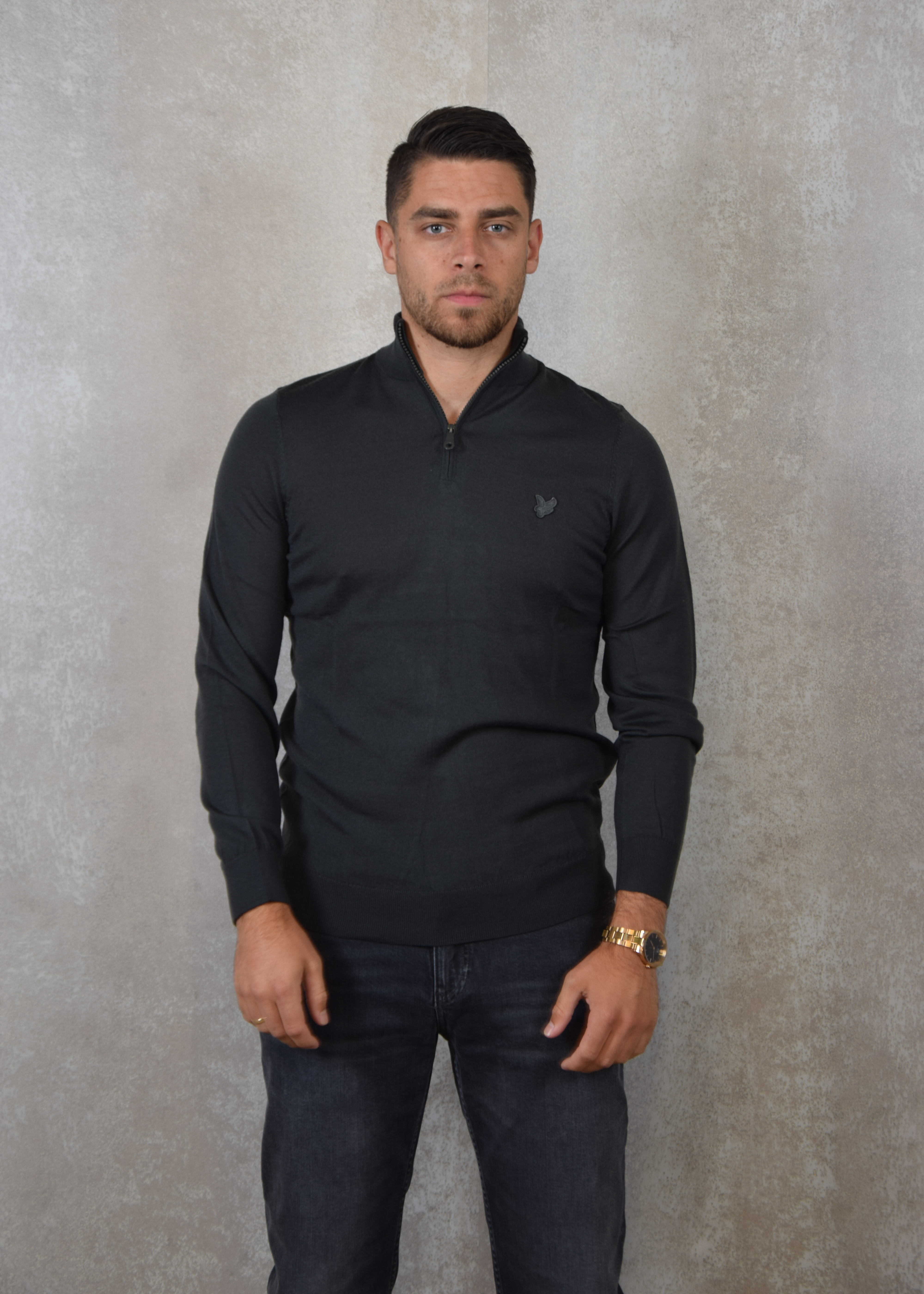 Lyle and Scott Tonal eagle merino quarter zip jumper