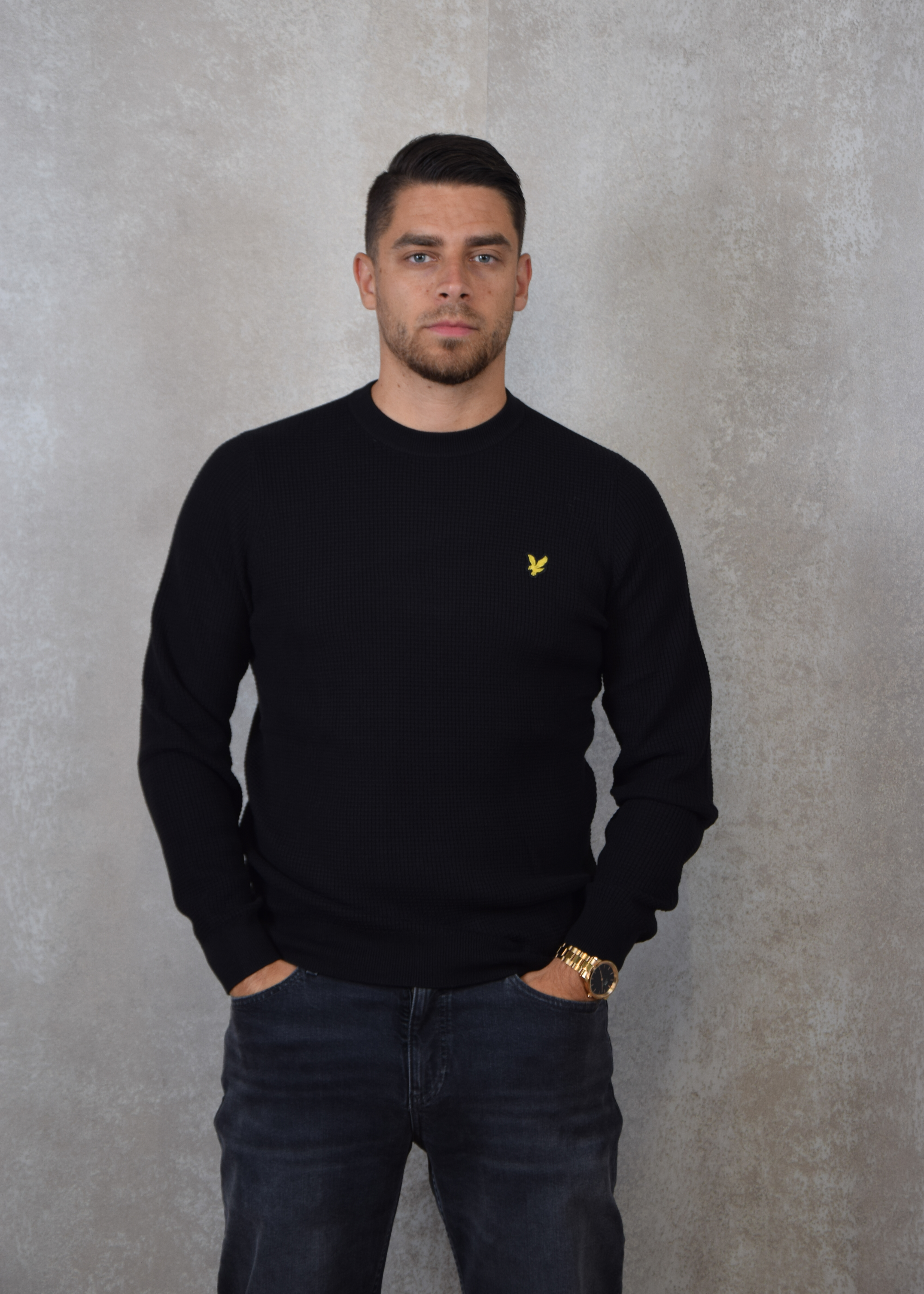 Lyle and Scott Grid knit crew neck jumper