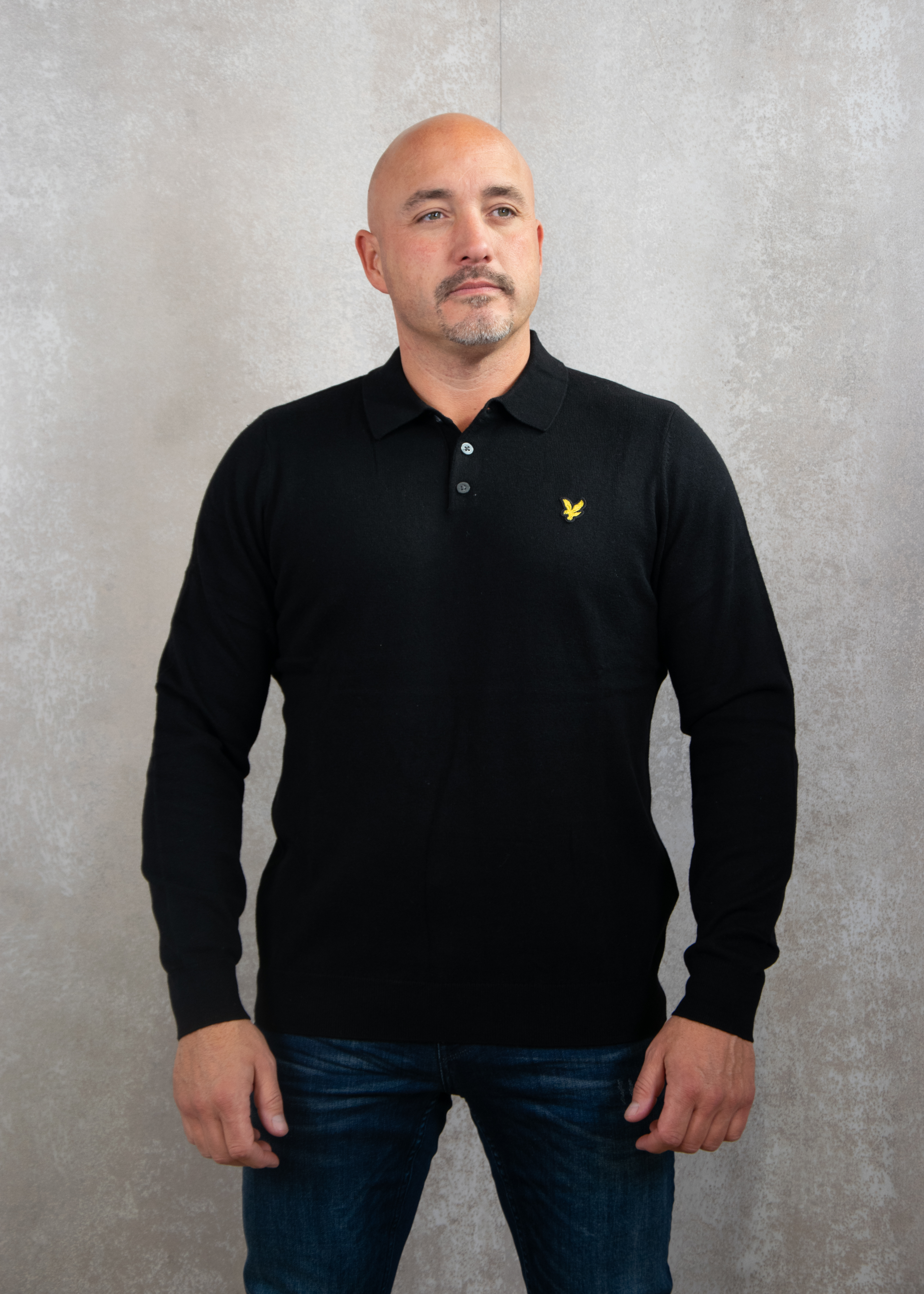 Lyle and Scott Cotton merino long sleeve knitted polo