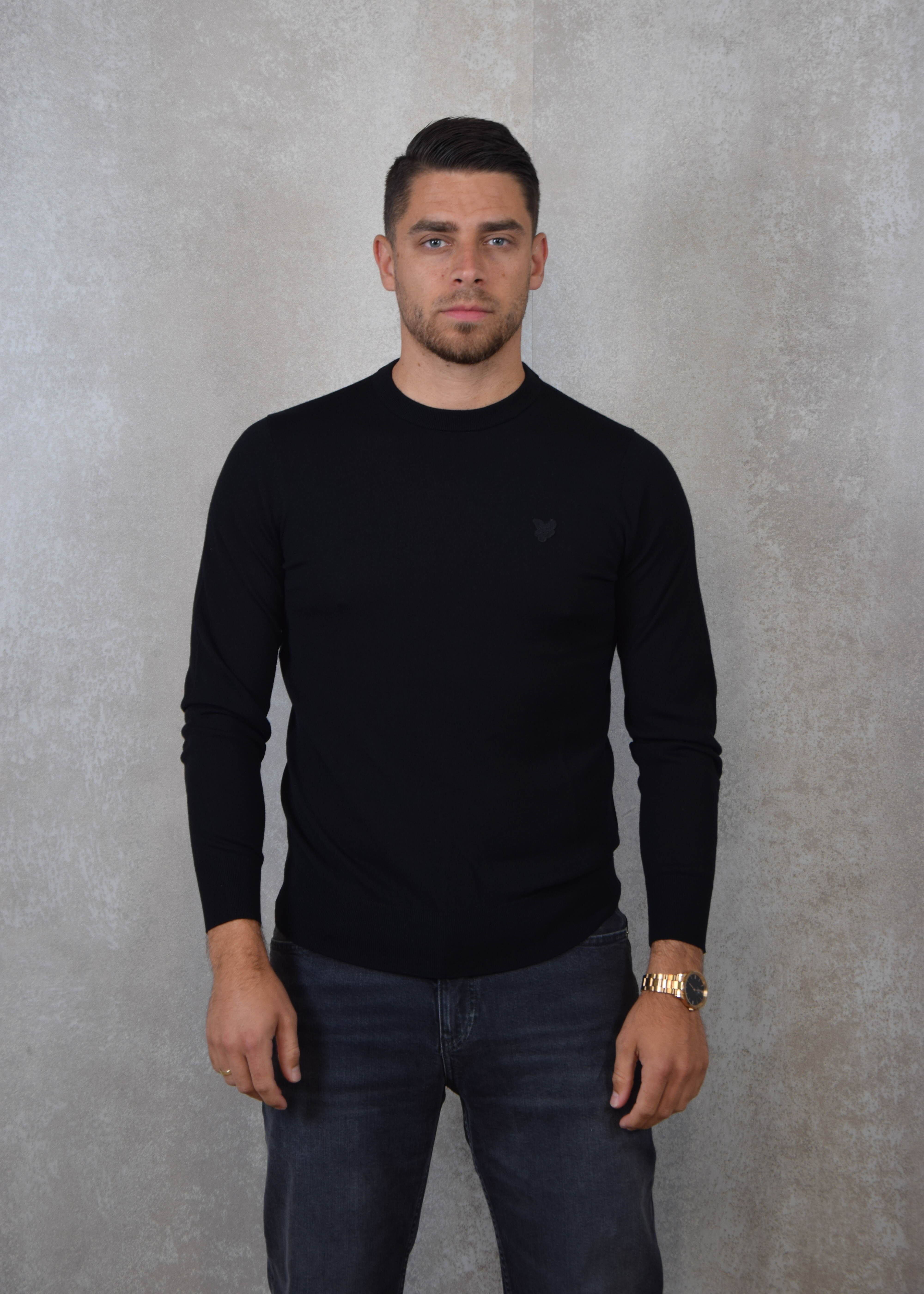 Lyle and Scott Tonal eagle merino crew neck jumper