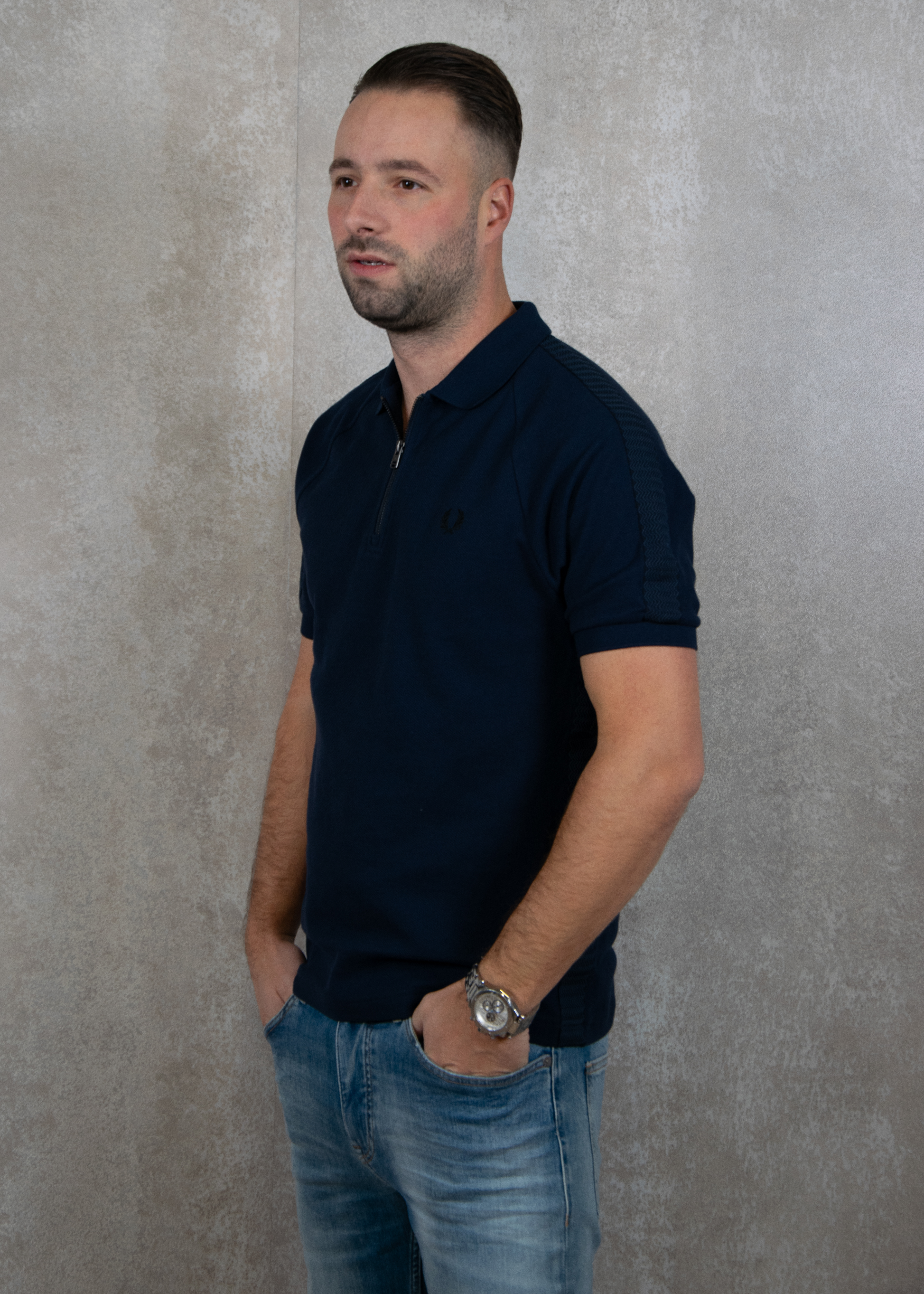 Fred Perry Honeycomb taped polo shirt
