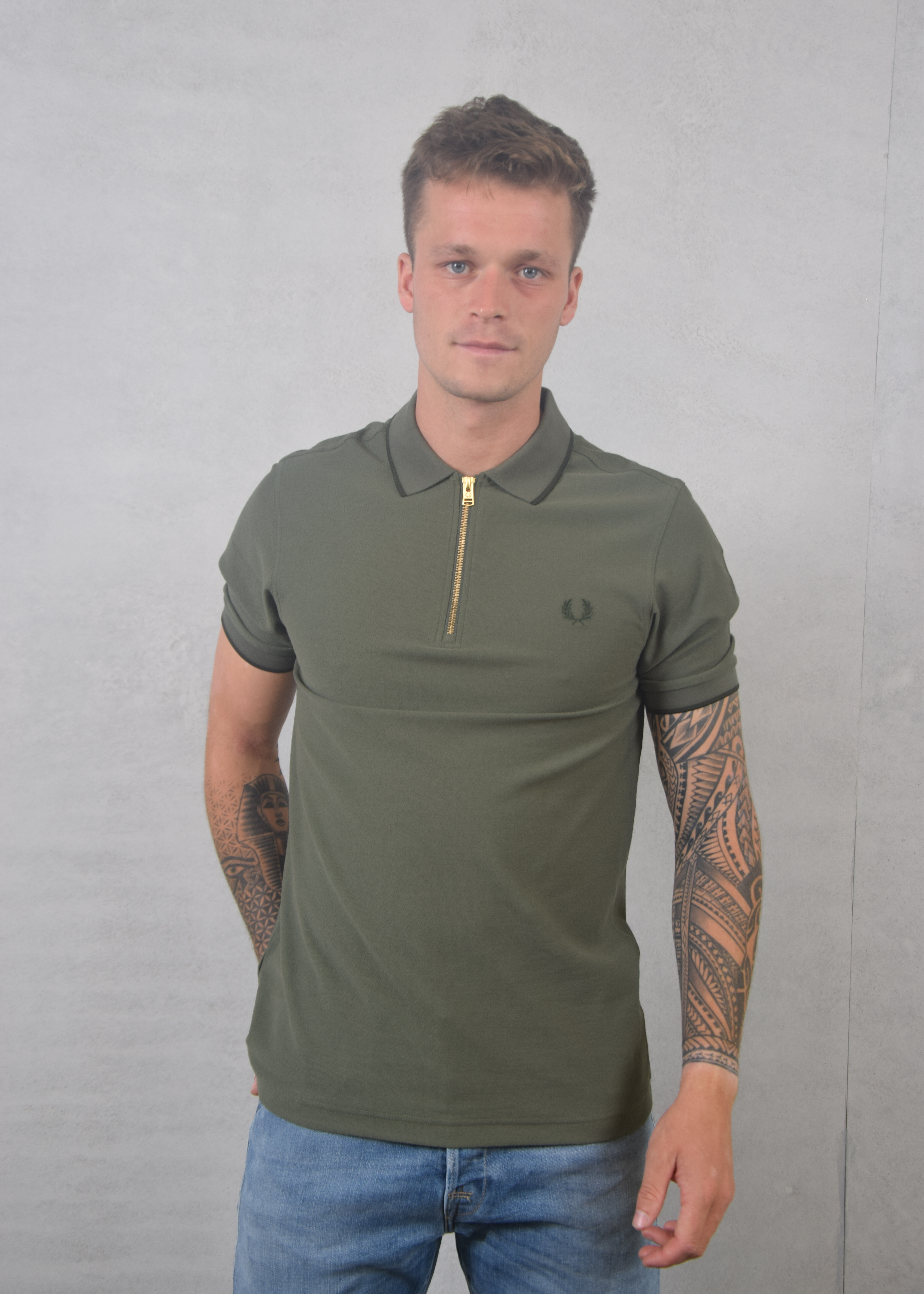 Fred Perry Crepe pique zip neck polo shirt
