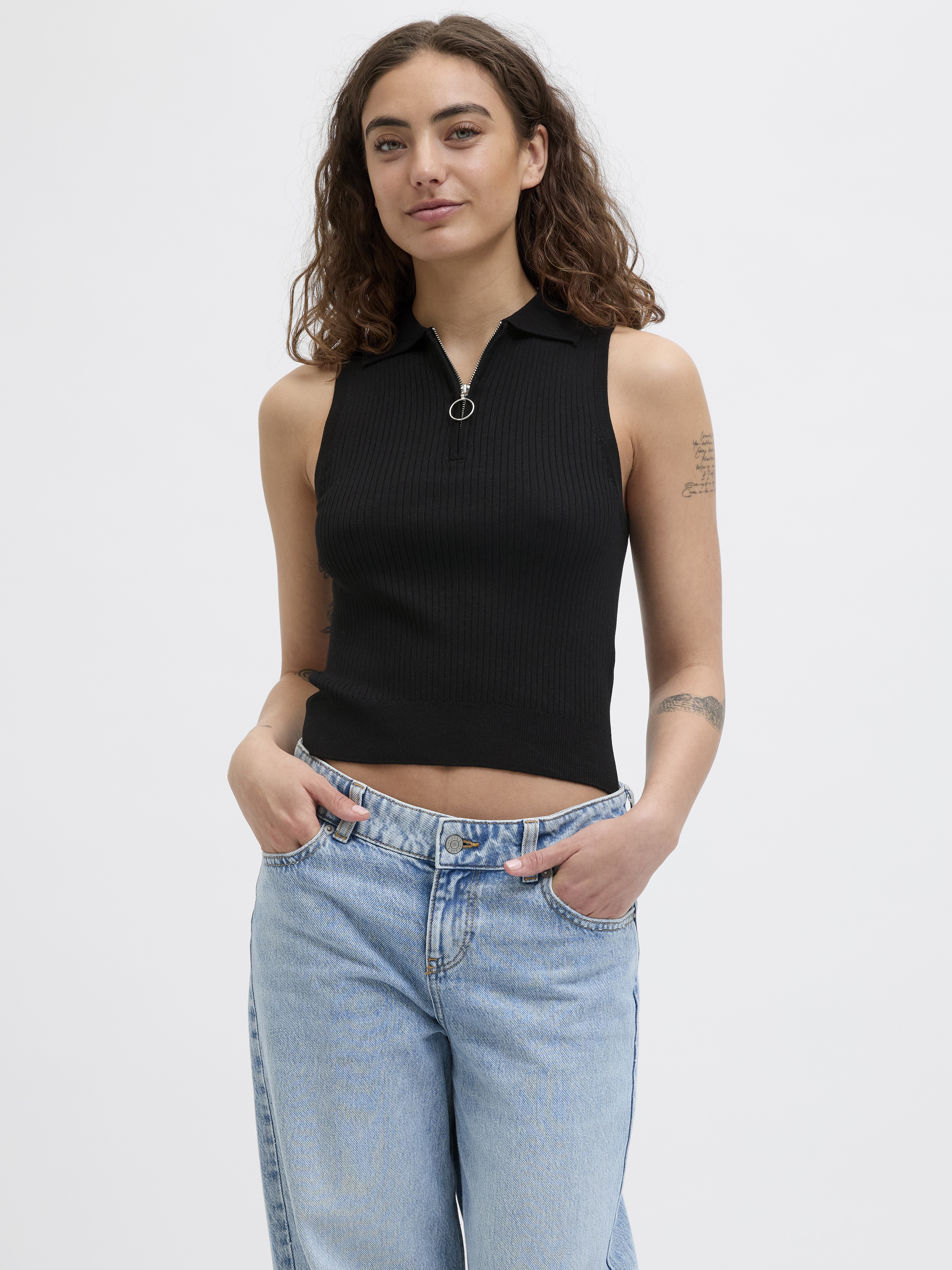 Jack & Jones Jxjayce zip polo neck top knit