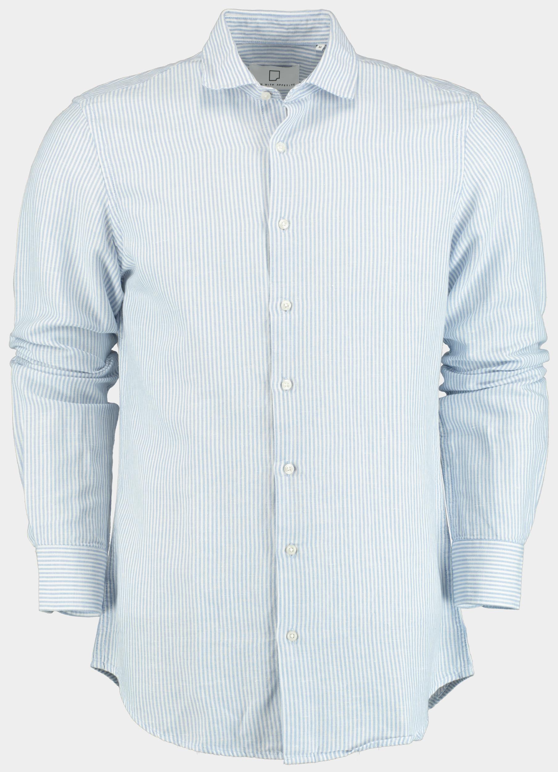 Born with Appetite Casual hemd lange mouw curtis li-co shirt fine strip 25107cu03/220 french blue