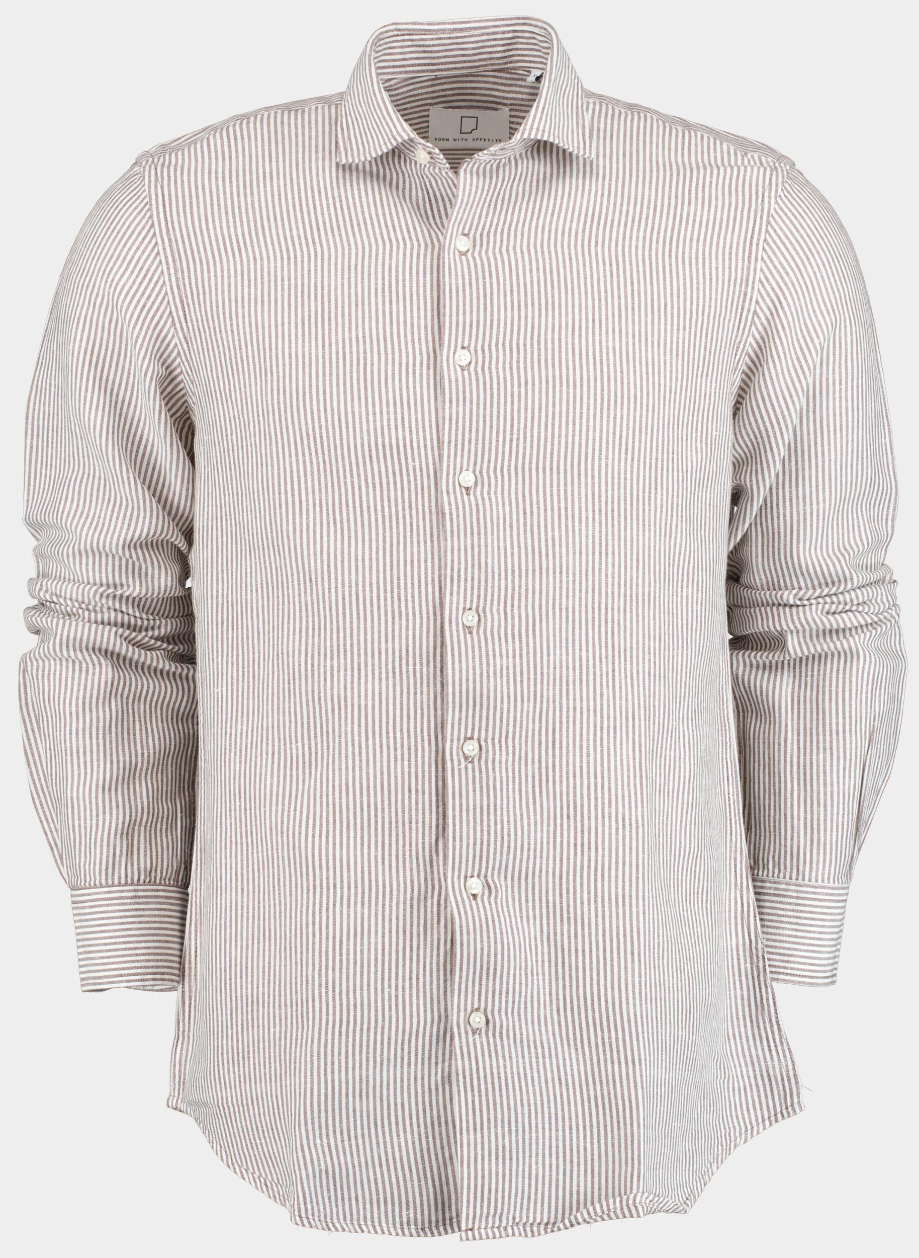 Born with Appetite Casual hemd lange mouw curtis li-co shirt fine strip 25107cu03/870 dark brown