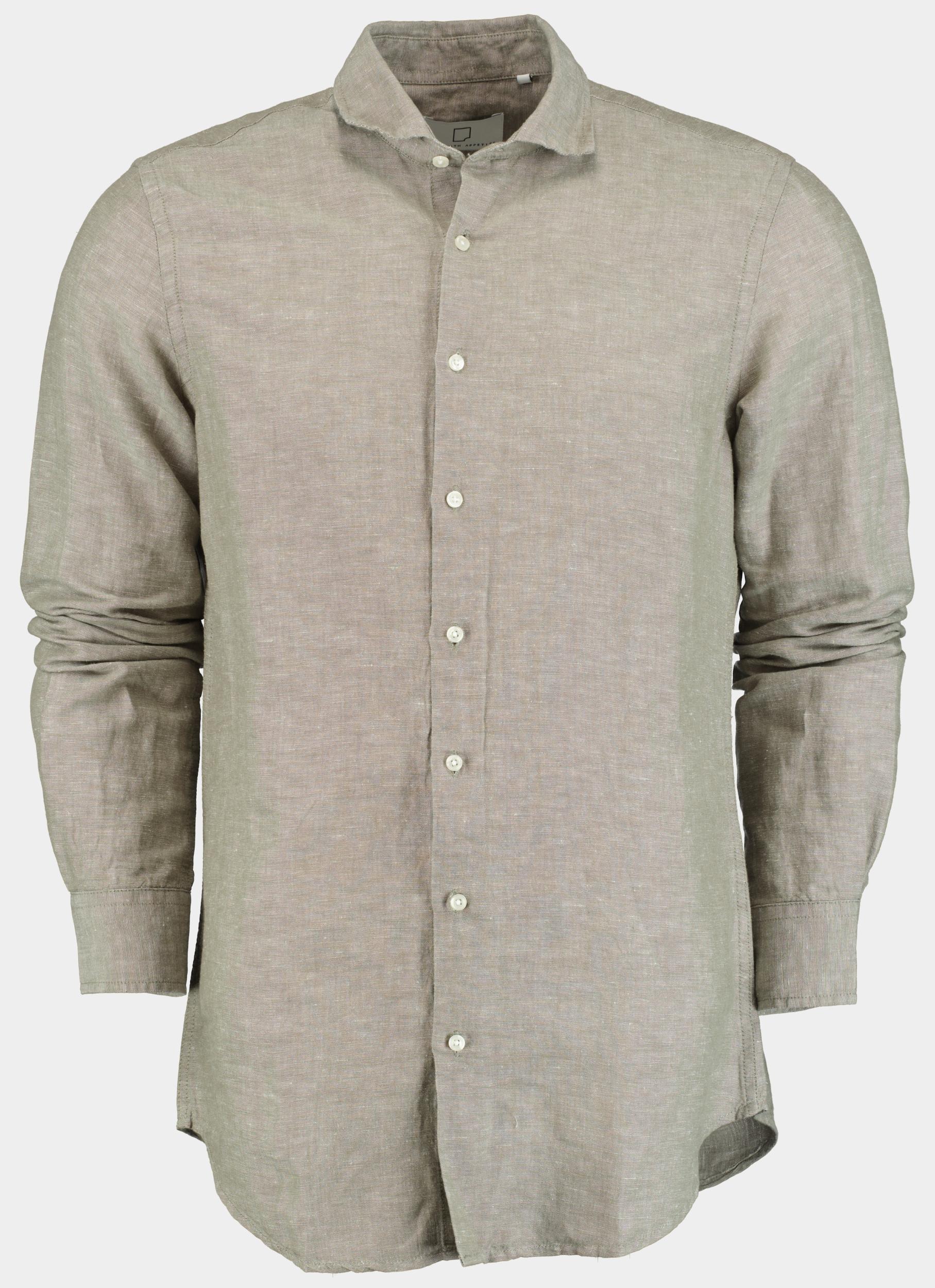 Born with Appetite Casual hemd lange mouw curtis li-co shirt plain 25107cu01/367 olive night