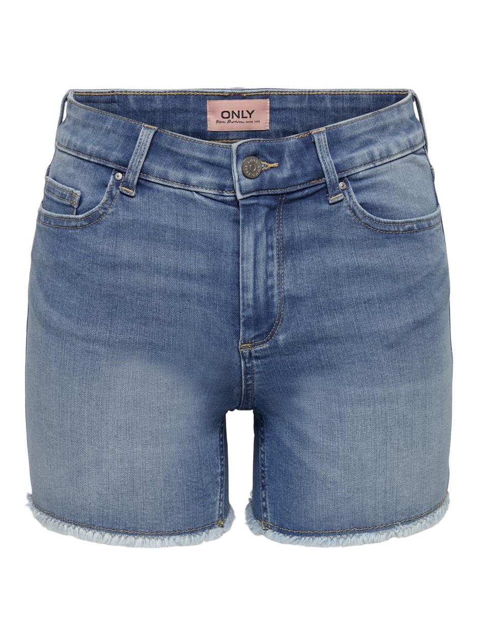 Only Onlblush mid sk raw dnm shorts noos blue denim