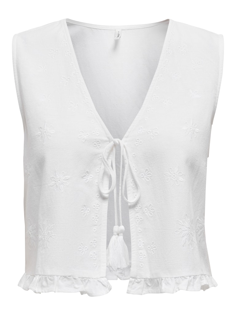 Only onljakiri linen s/l emb vest ptm 15346503 bright white