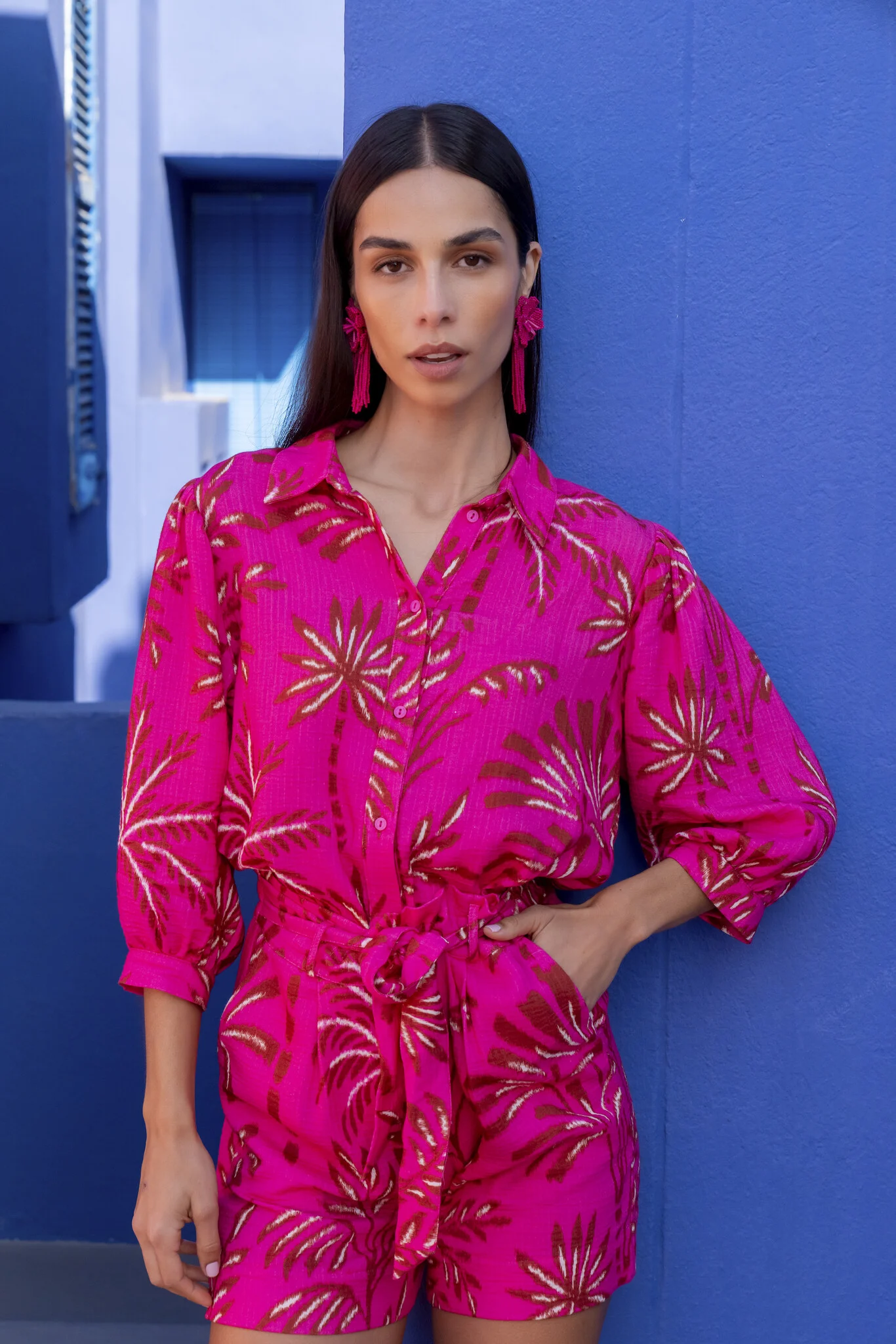 Geisha 53488-20 445 blouse fuchsia/off-white