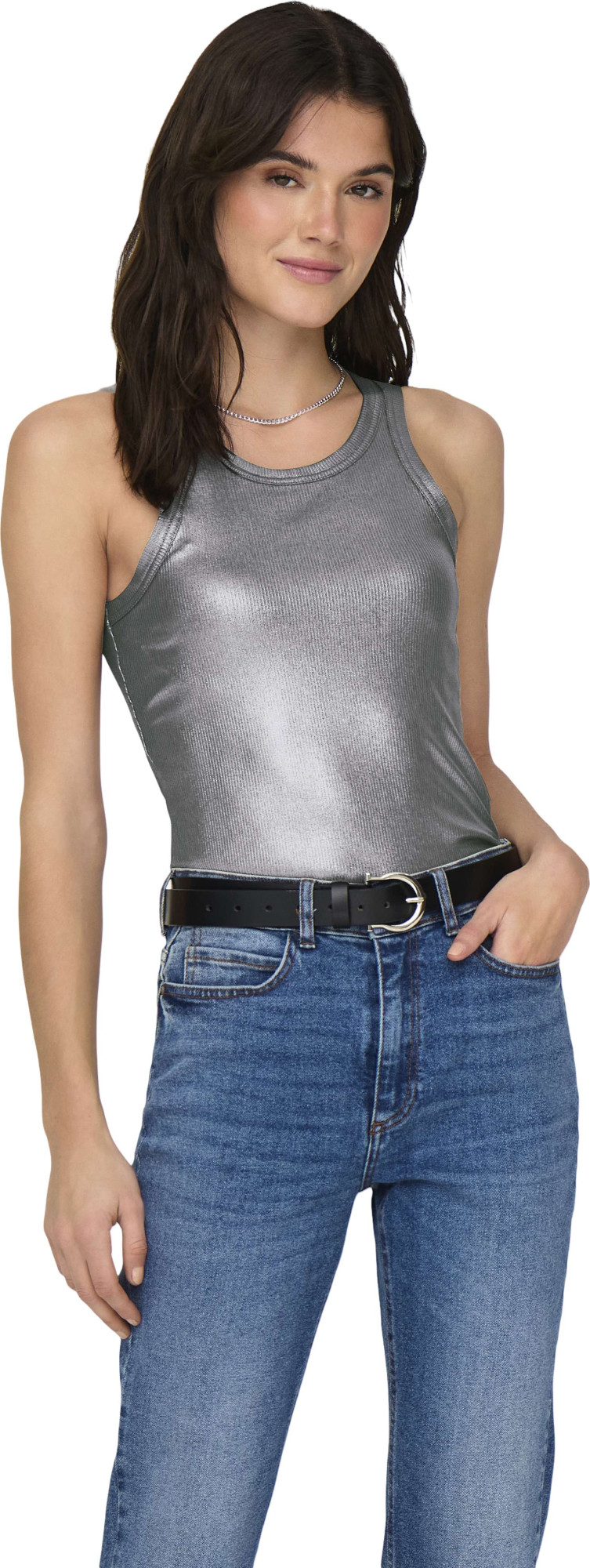 Only Onlsol life s/l glitter rib top jrs phantom/silver