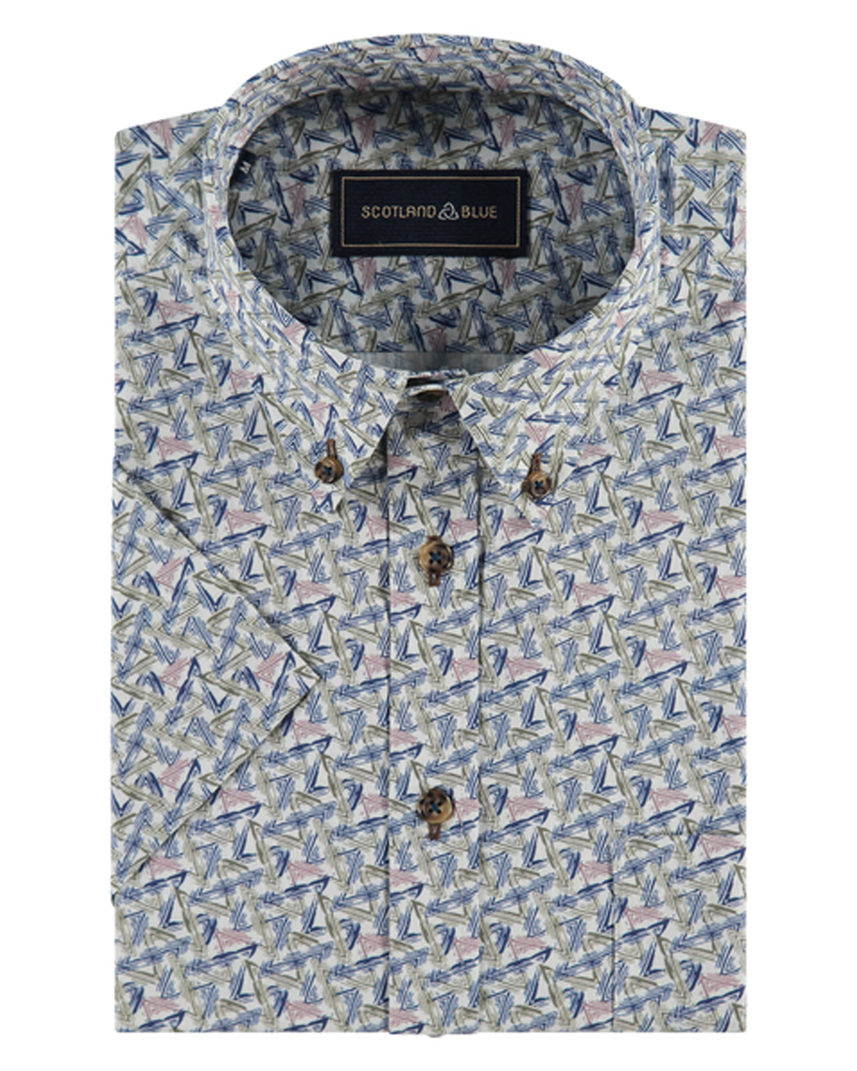 Scotland Blue Overhemd korte mouw 25113ju13sb
