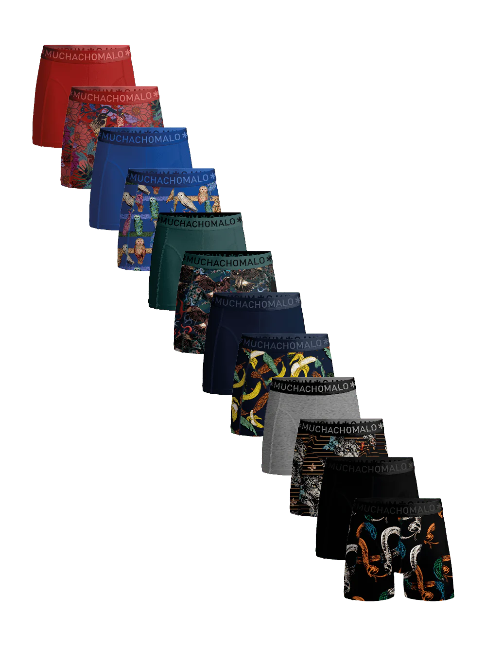 Muchachomalo Heren 12-pack boxershorts print/effen