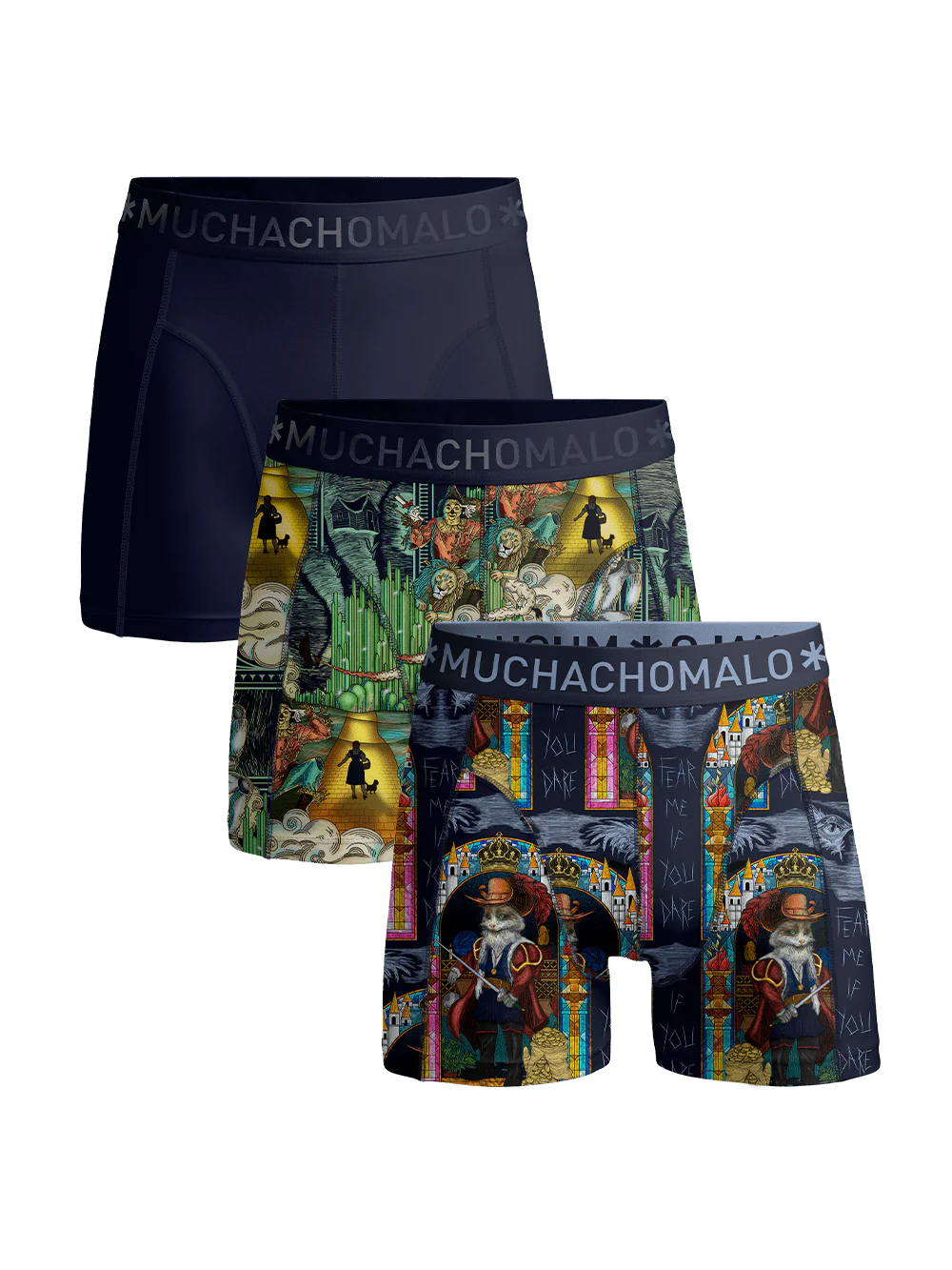 Muchachomalo Heren 3-pack boxershorts pussboots wizardoz