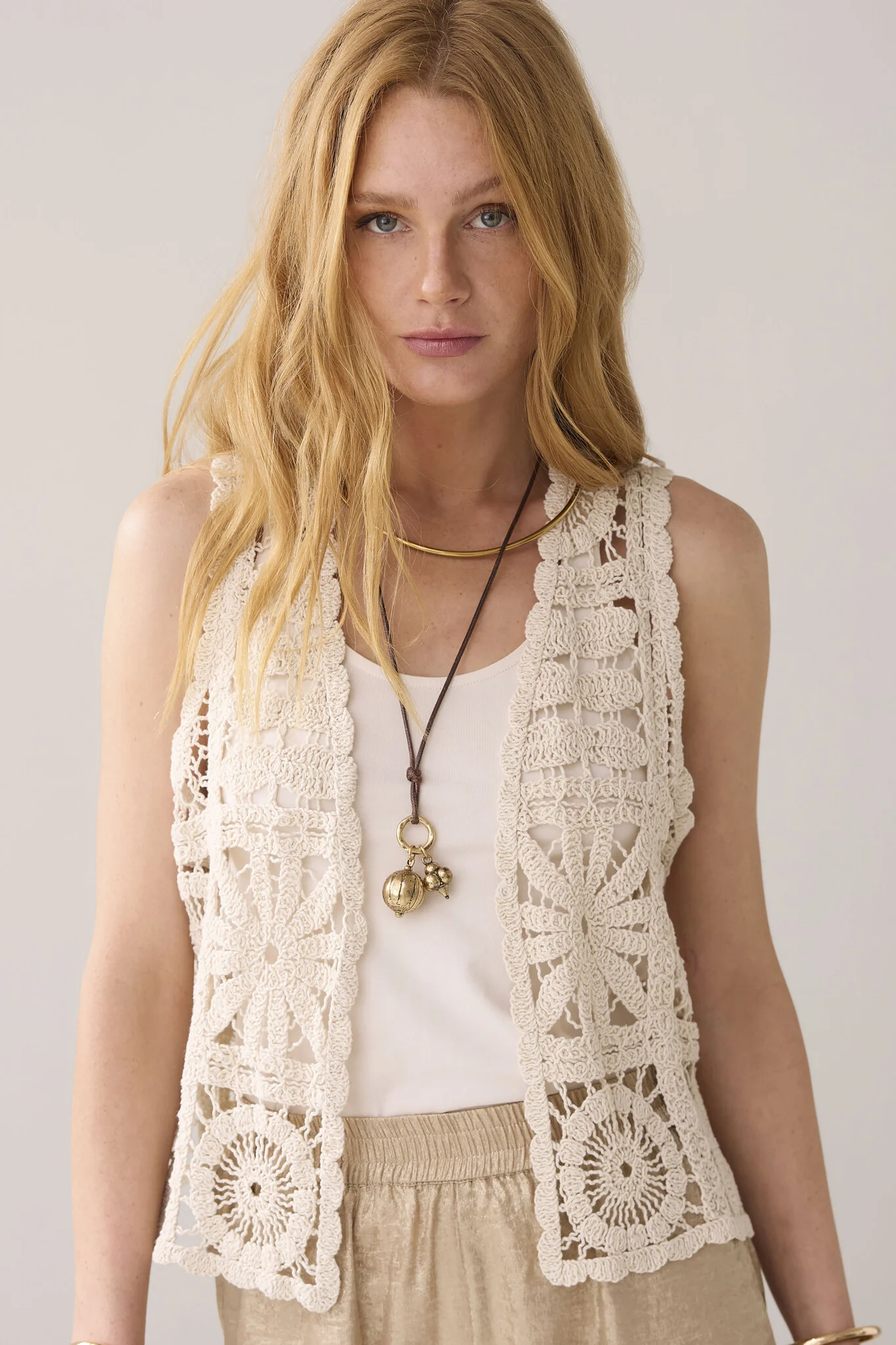 Summum 7s7921-70021 gilet flower crochet knit