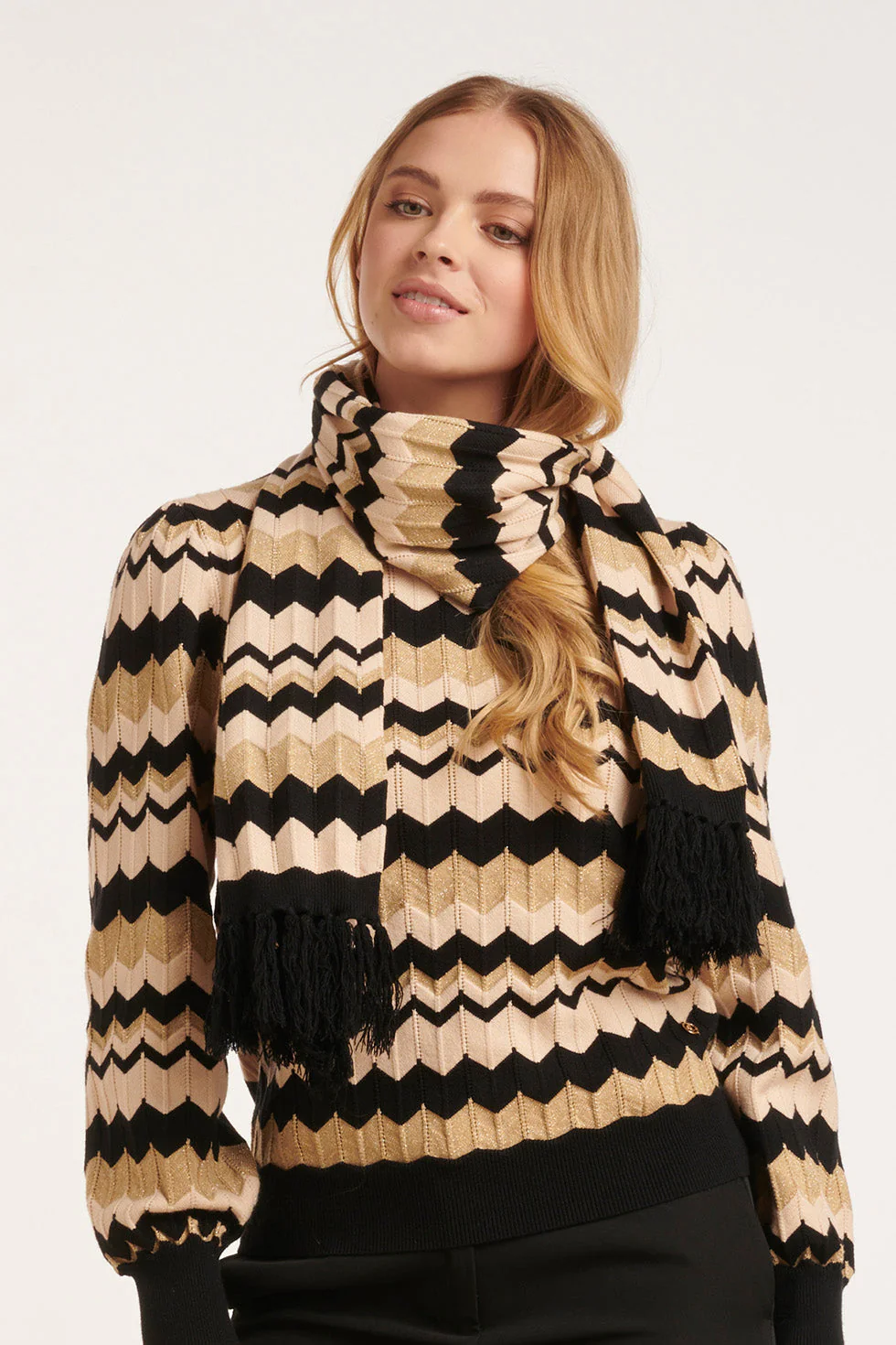 Smashed Lemon 55212 zigzag gebreide e sjaal met accenten |