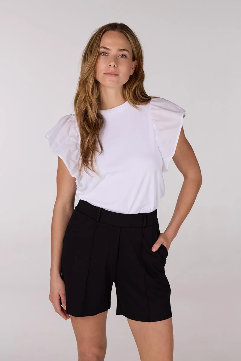 Jansen Amsterdam Felipa shirt co 129 ruffled cap sleeve wit