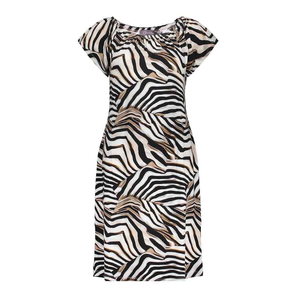 Geisha 57363-60 may dress elastic shoulder jersey aop