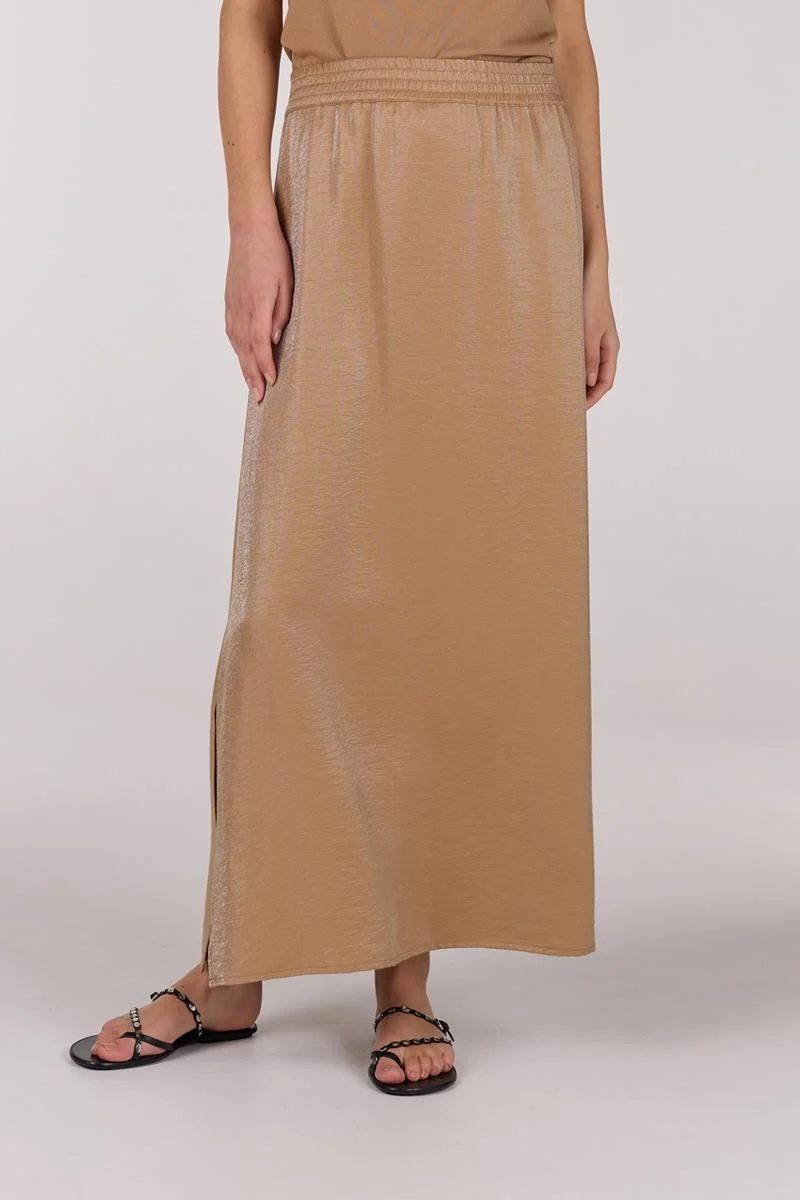 Jansen Amsterdam Fran rok ws691 long slits elastic waistband tobacco