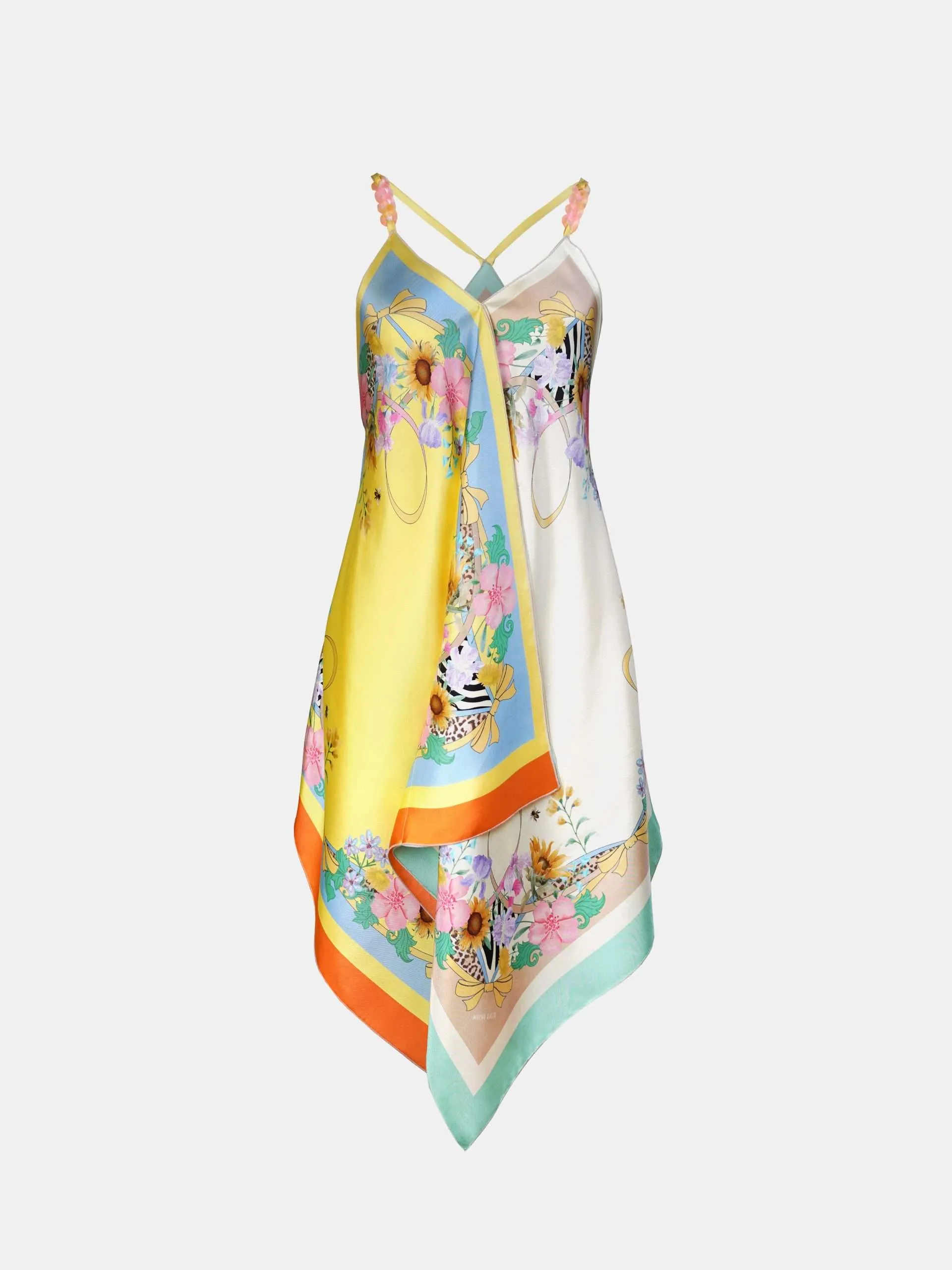 Mucho Gusto  scarf dress tirreno kleurrijke zonnebloemprint