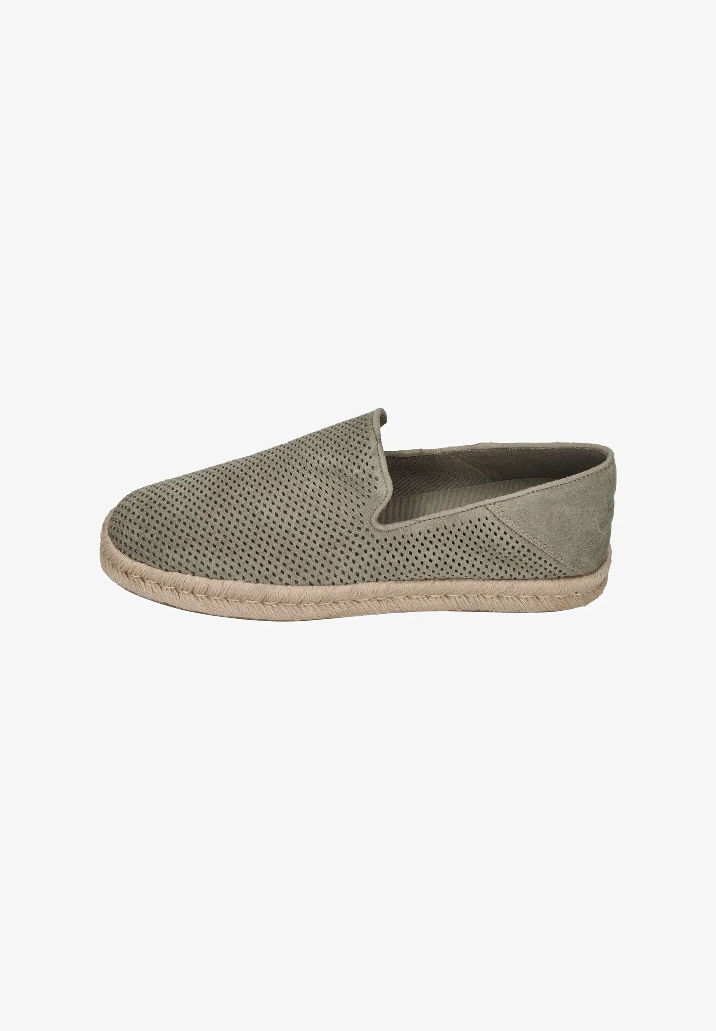 Toms Santiago vetiver grey diamond perforated suede