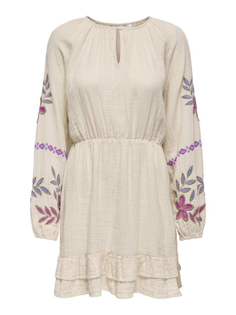 Only Onlblake life ls emb dress wvn beige