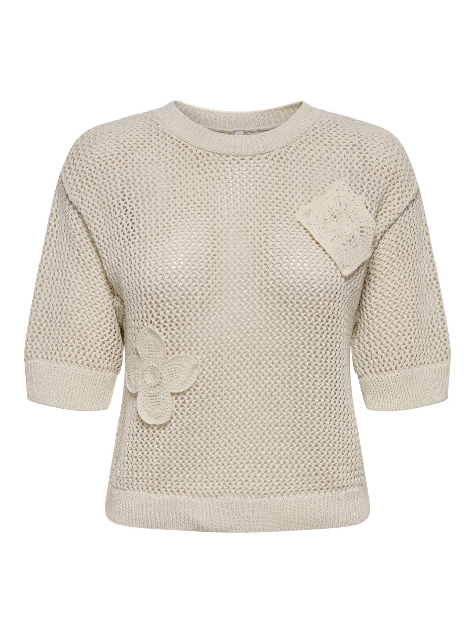 Only Onllucie life ss tee o-neck knt beige