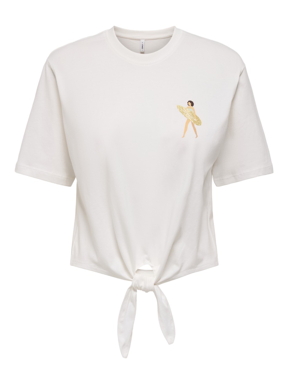 Only Onlbine life ss ladies top box jrs off-white