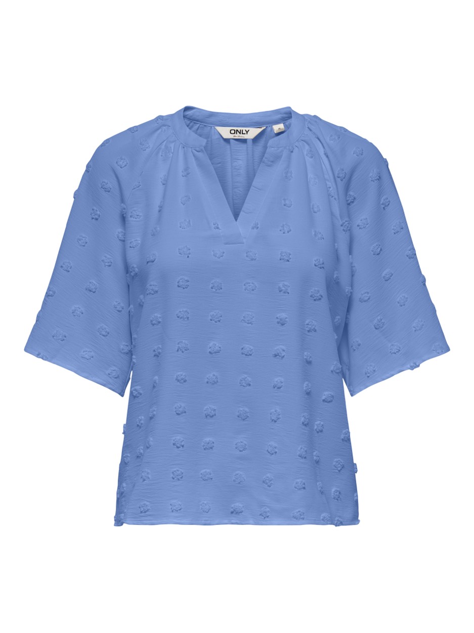 Only Onlivana life 34 dobby v-neck top wvn cs kobalt