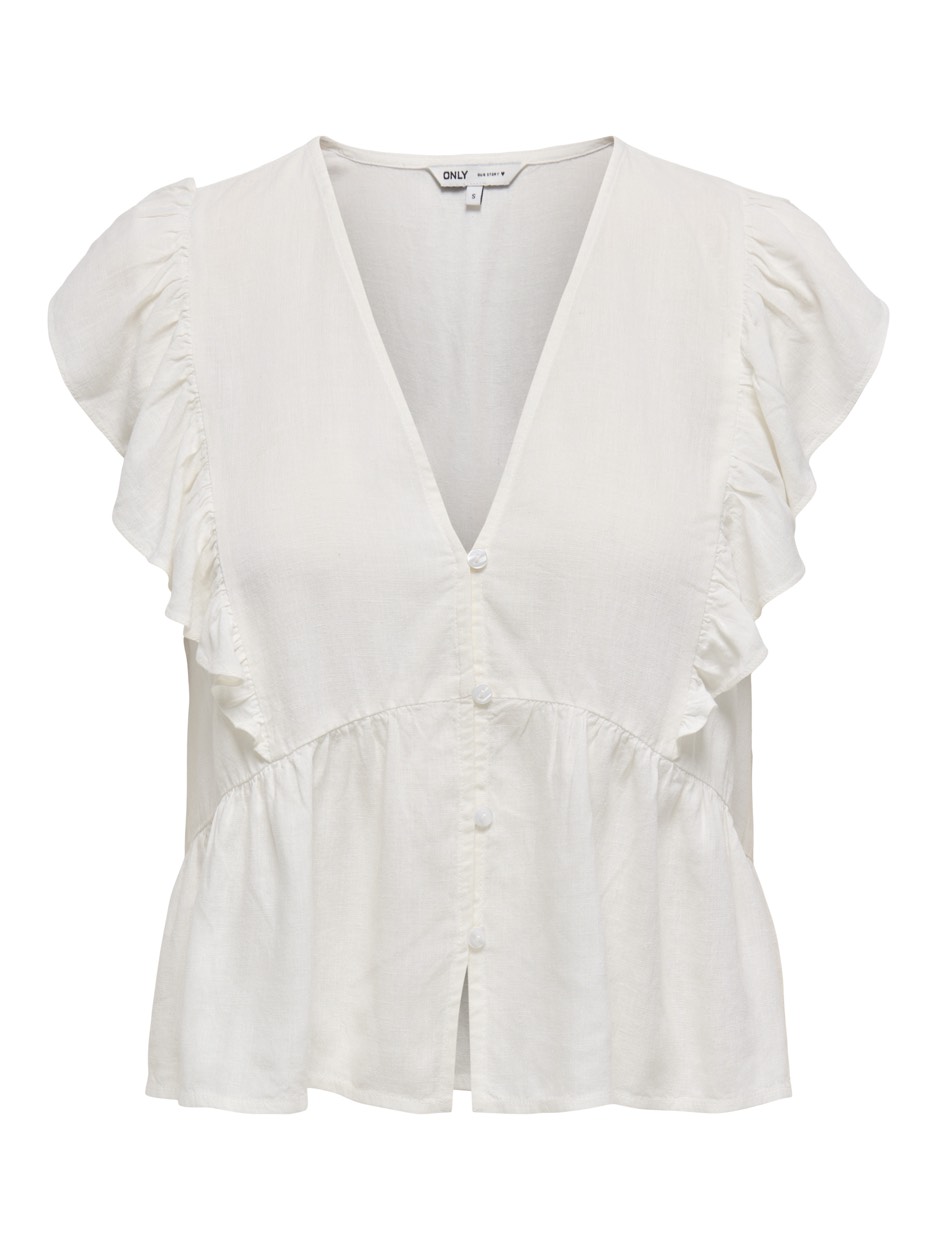 Only Onlrian flonce ss top wvn off-white