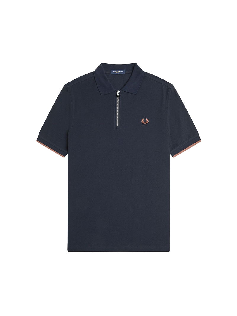 Fred Perry Crepe pique zip neck shirt