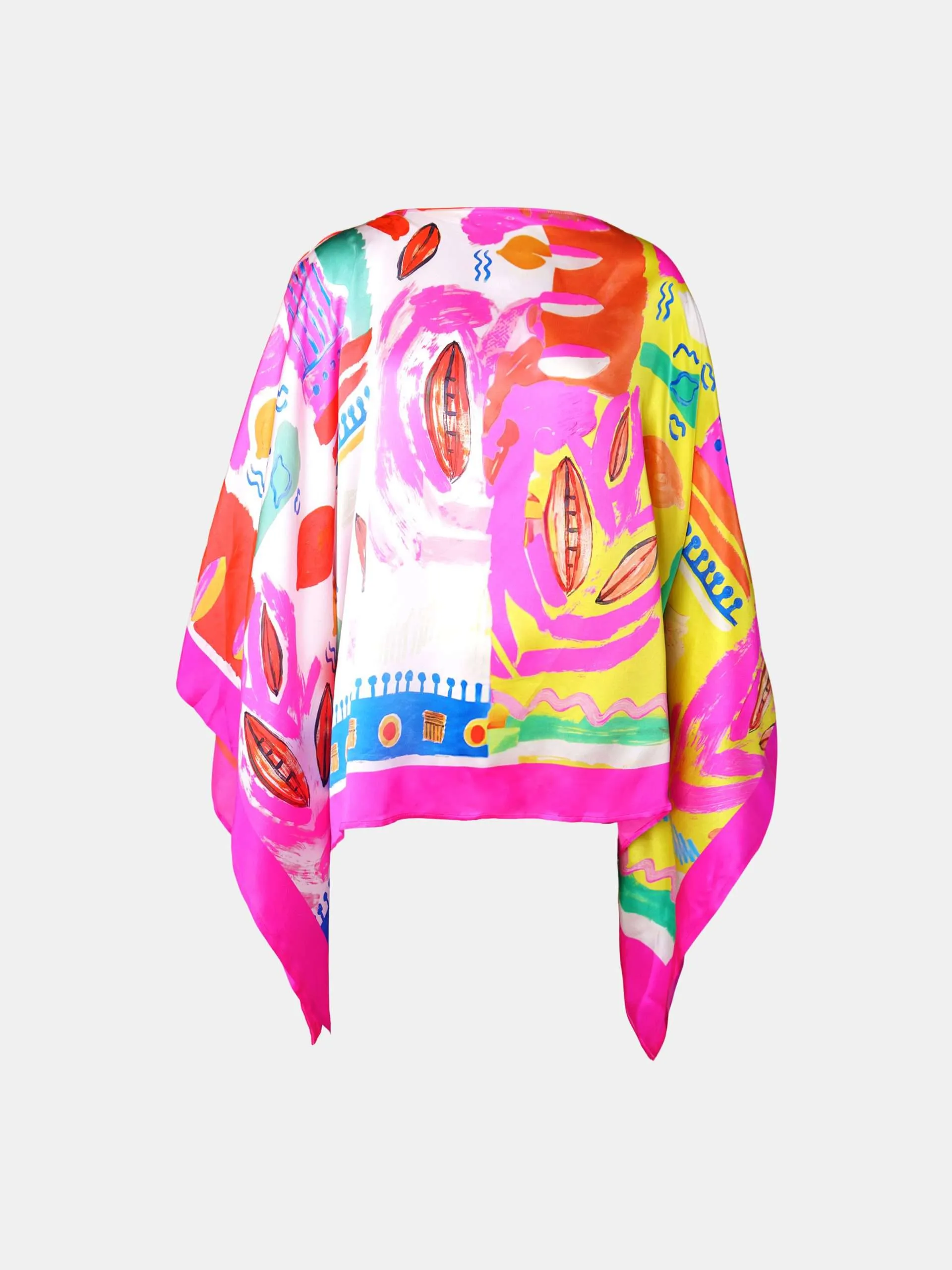 Mucho Gusto Poncho benirras kleurrijk geverfd print