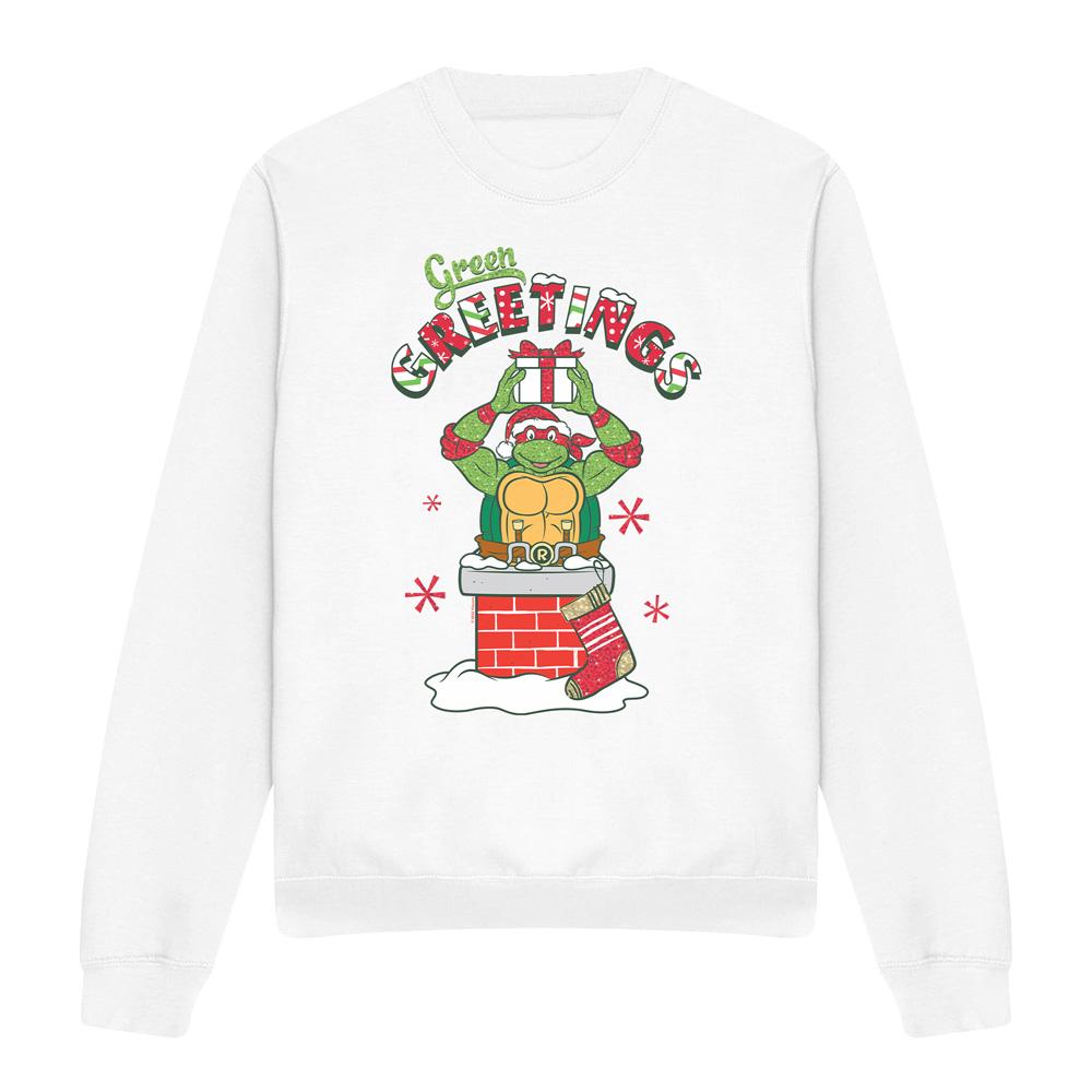 Teenage mutant ninja Turtles Uniseks sweatshirt met groene groeten kerstscène voor volwassenen