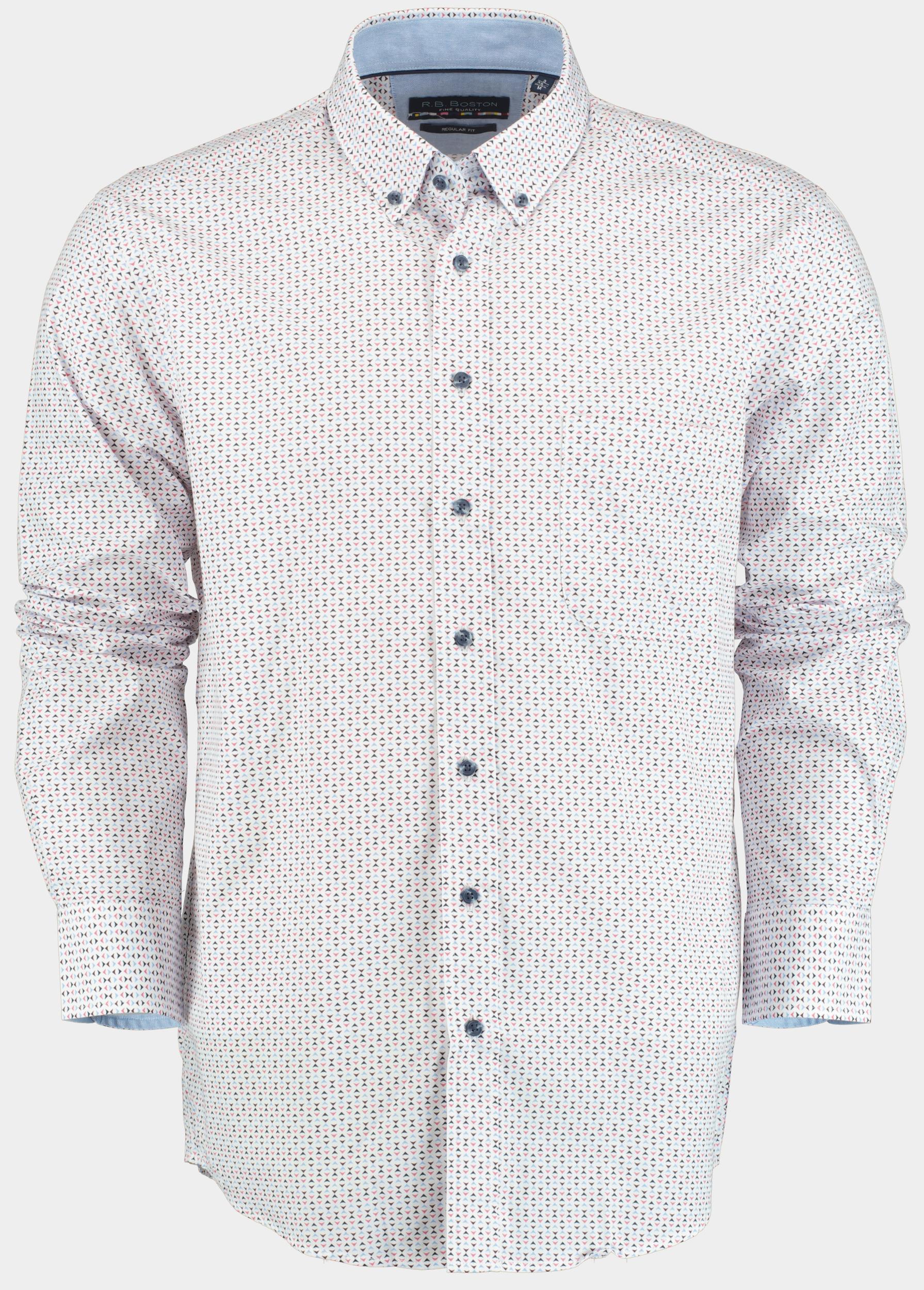 Bos Bright Blue R.b. boston casual hemd lange mouw regular fit cotton 427670/304