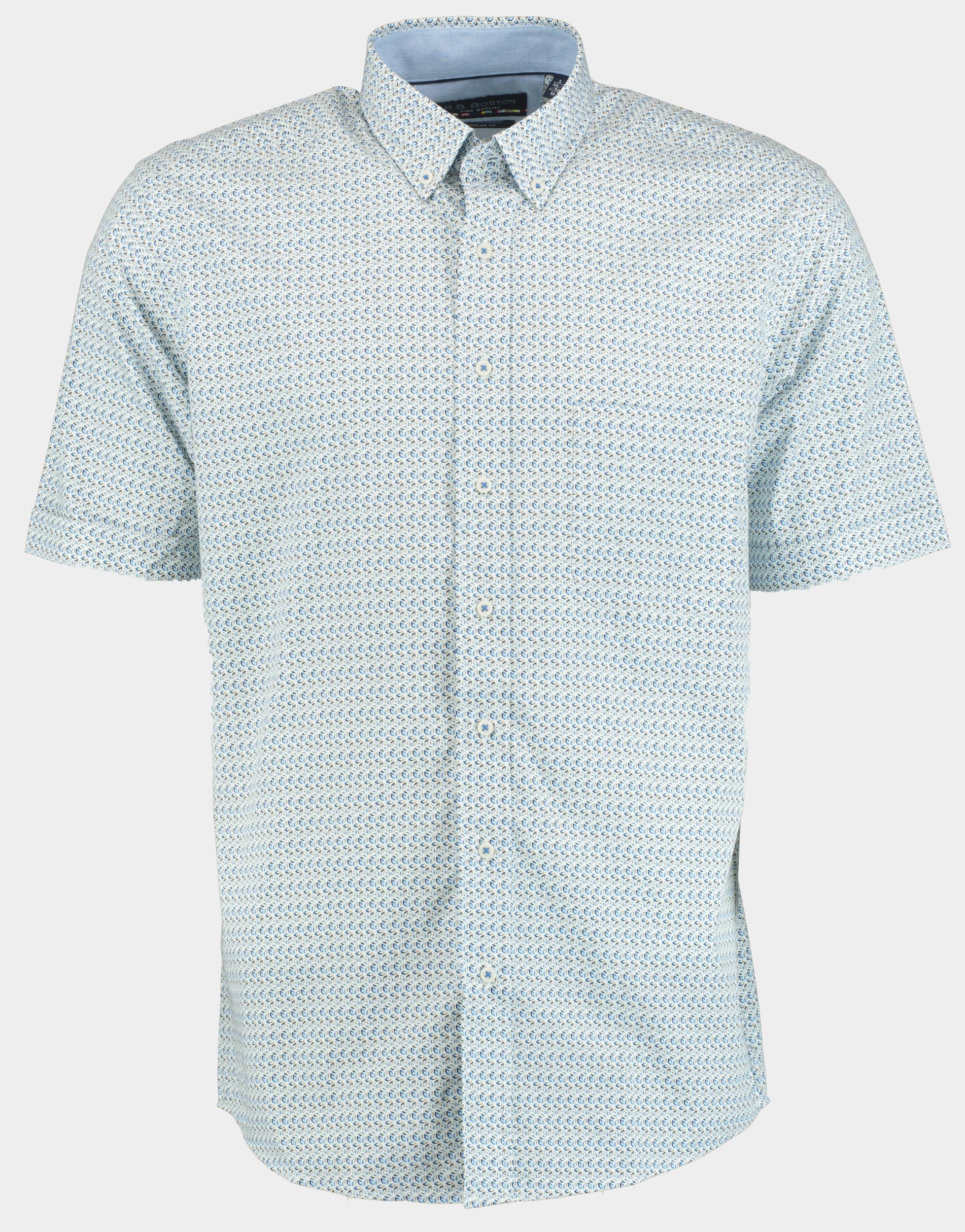 Bos Bright Blue R.b. boston casual hemd korte mouw regular fit multicolor print 516670/615