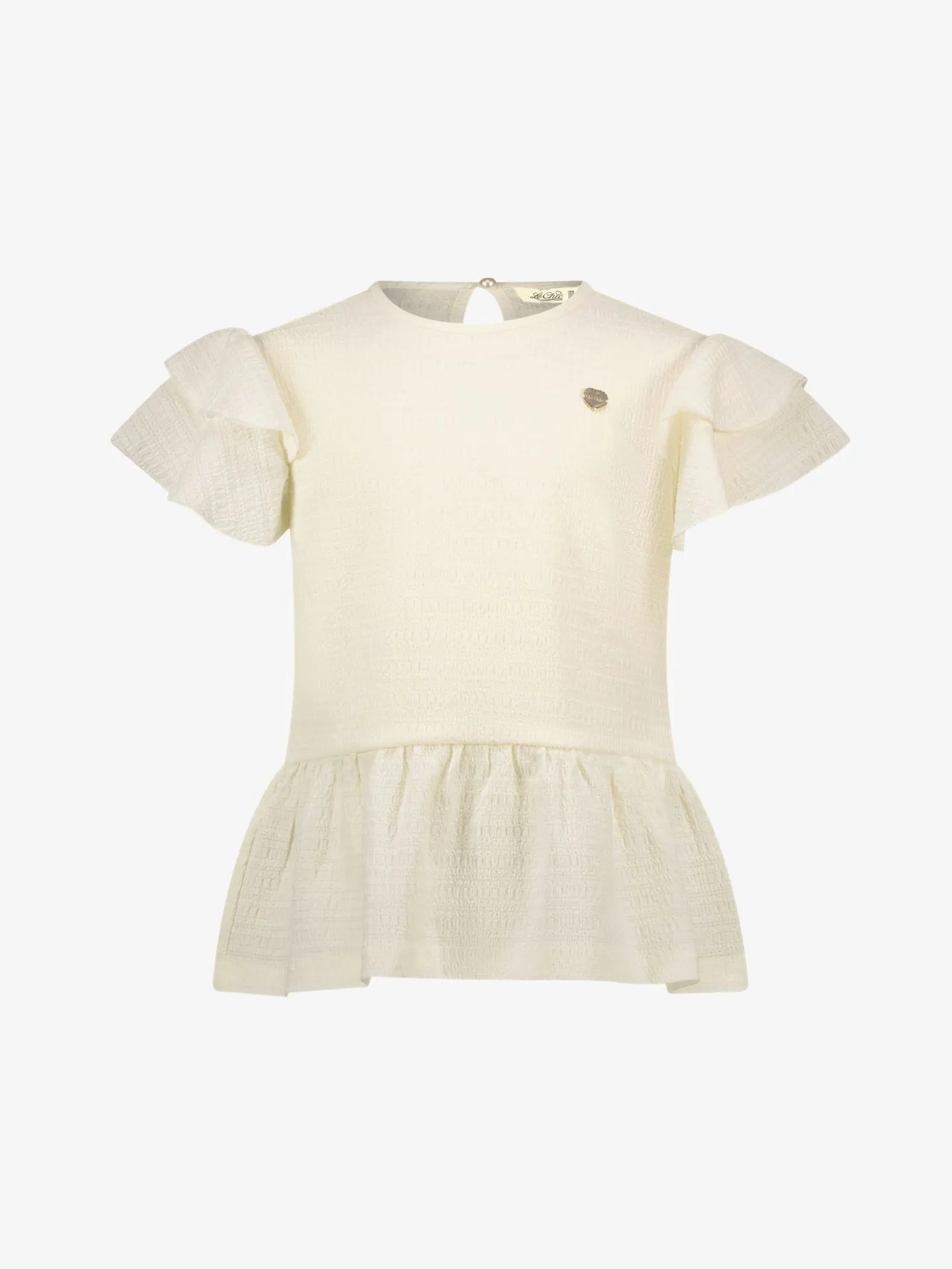 Le Chic Meisjes t-shirt neline summer crochet peplum