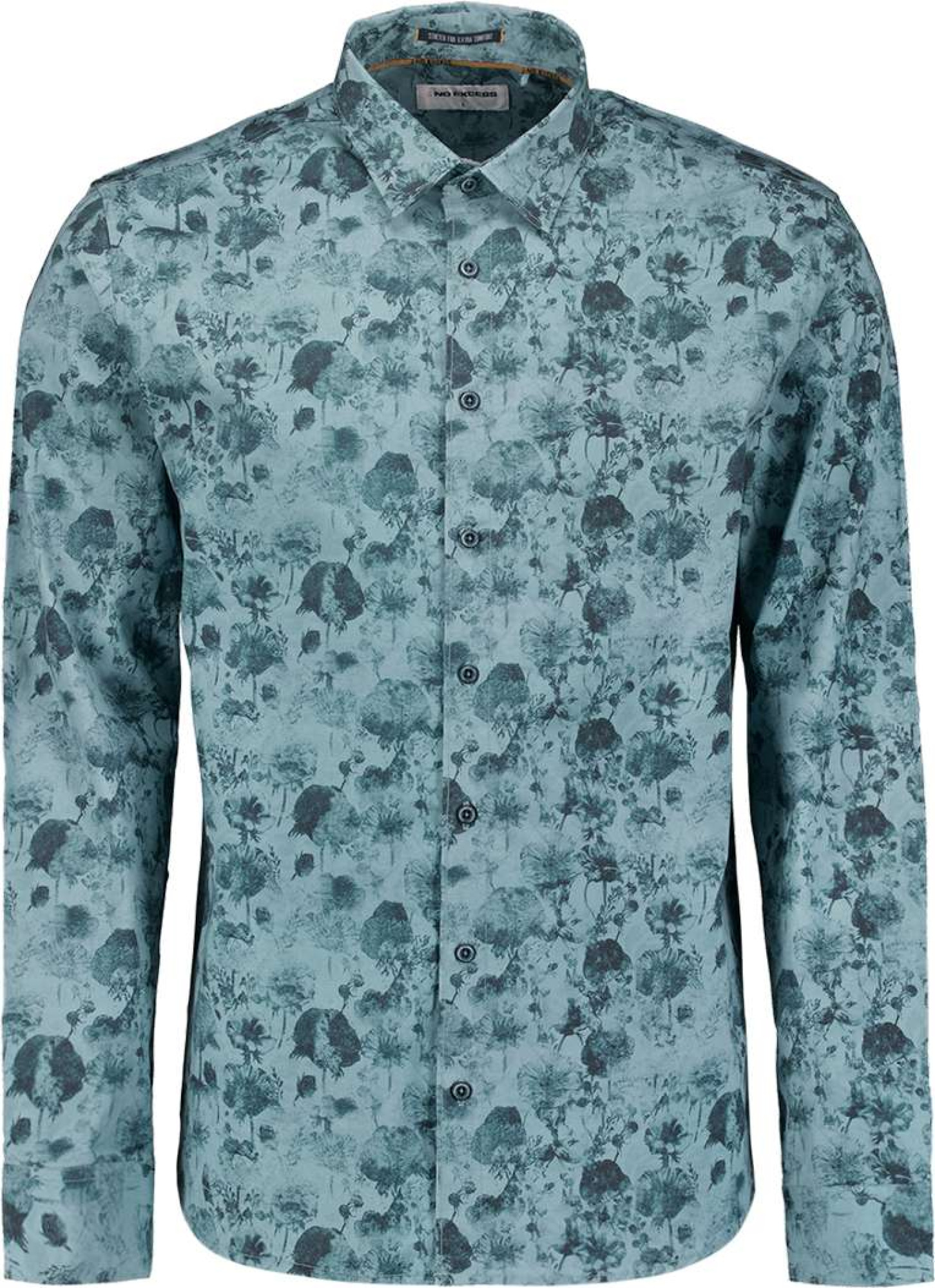 No Excess Shirt stretch allover printed deep blue
