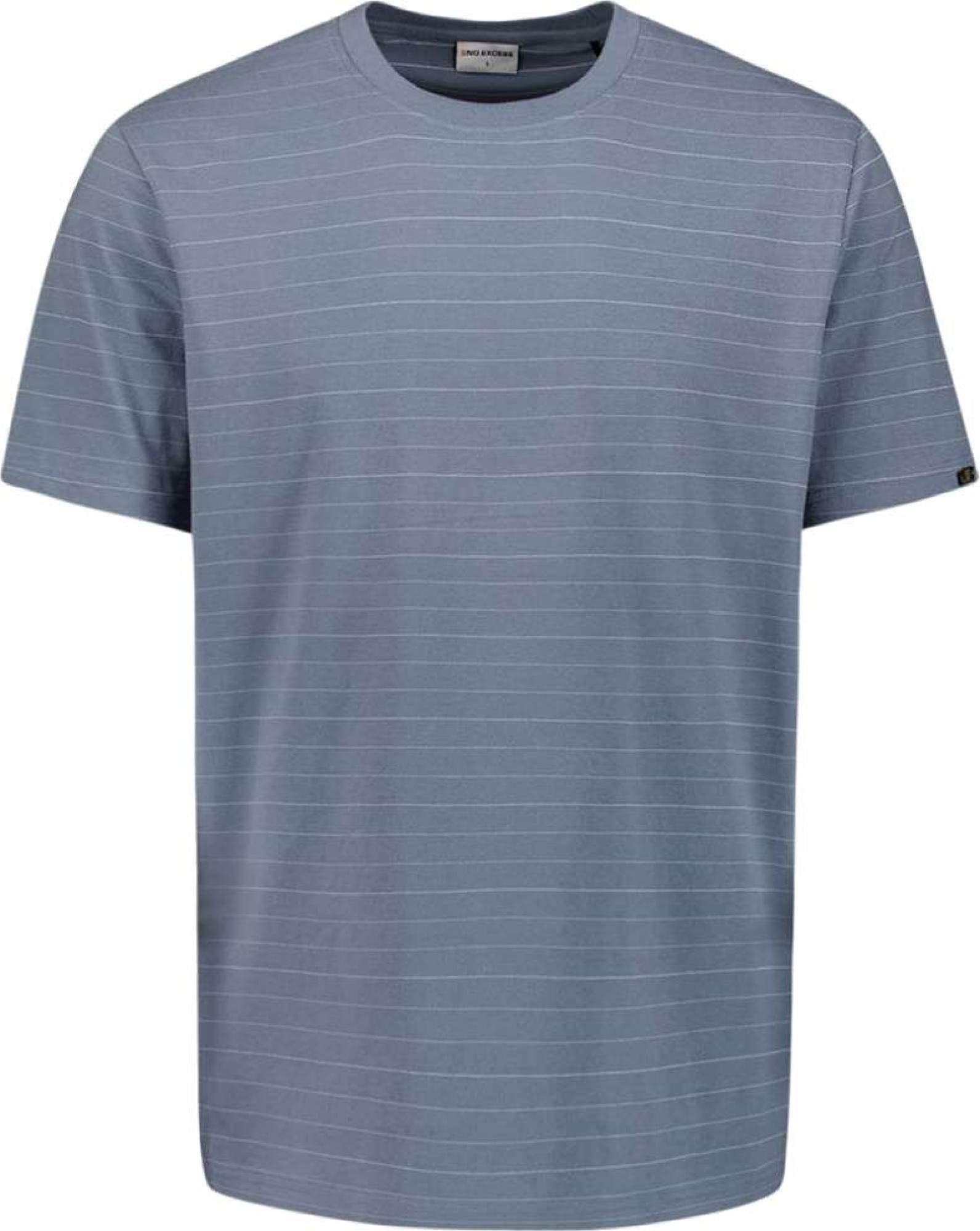No Excess T-shirt crewneck yarn dyed pin stri washed blue
